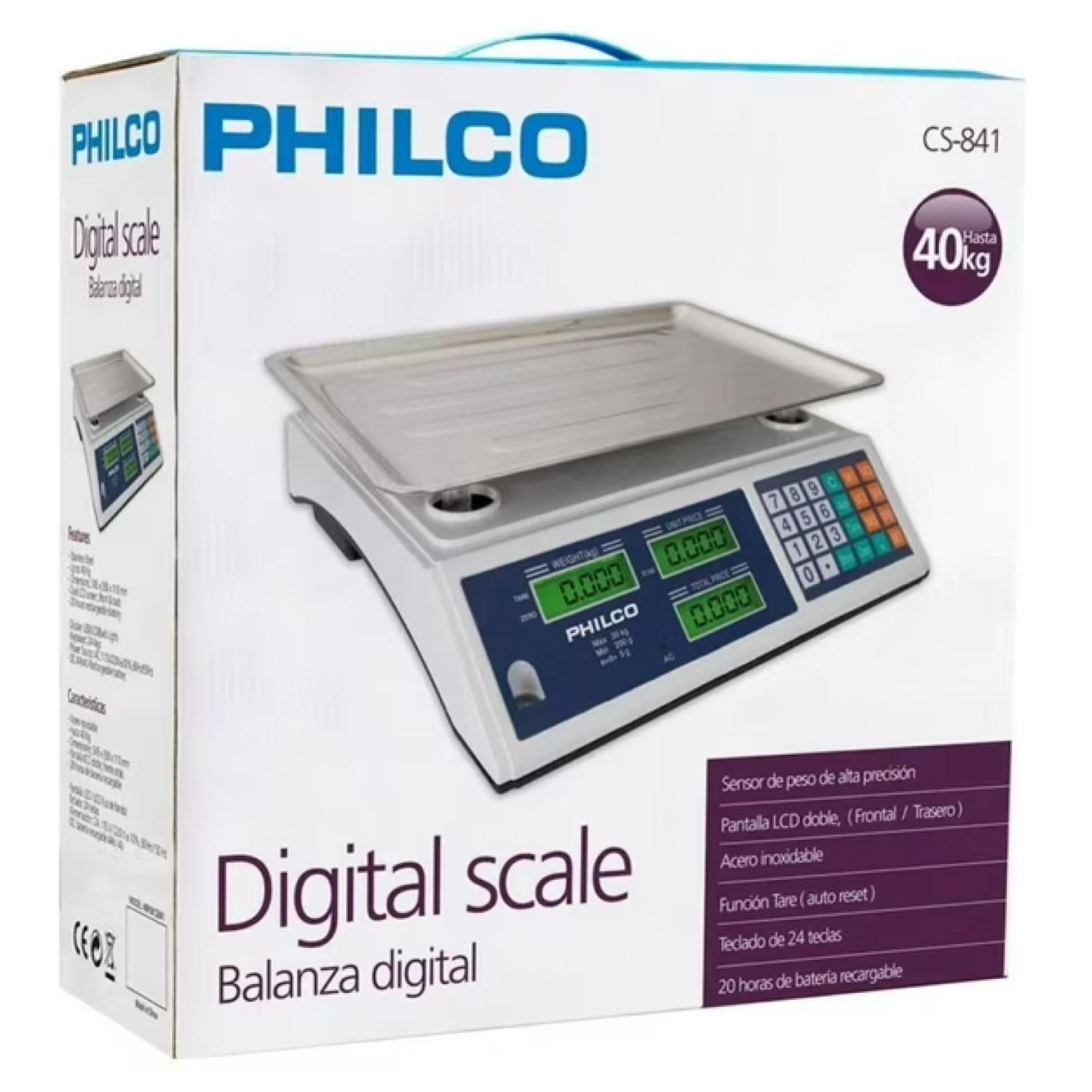 Balanza Peso Digital 40Kg LCD Acero Inoxidable CS841-2