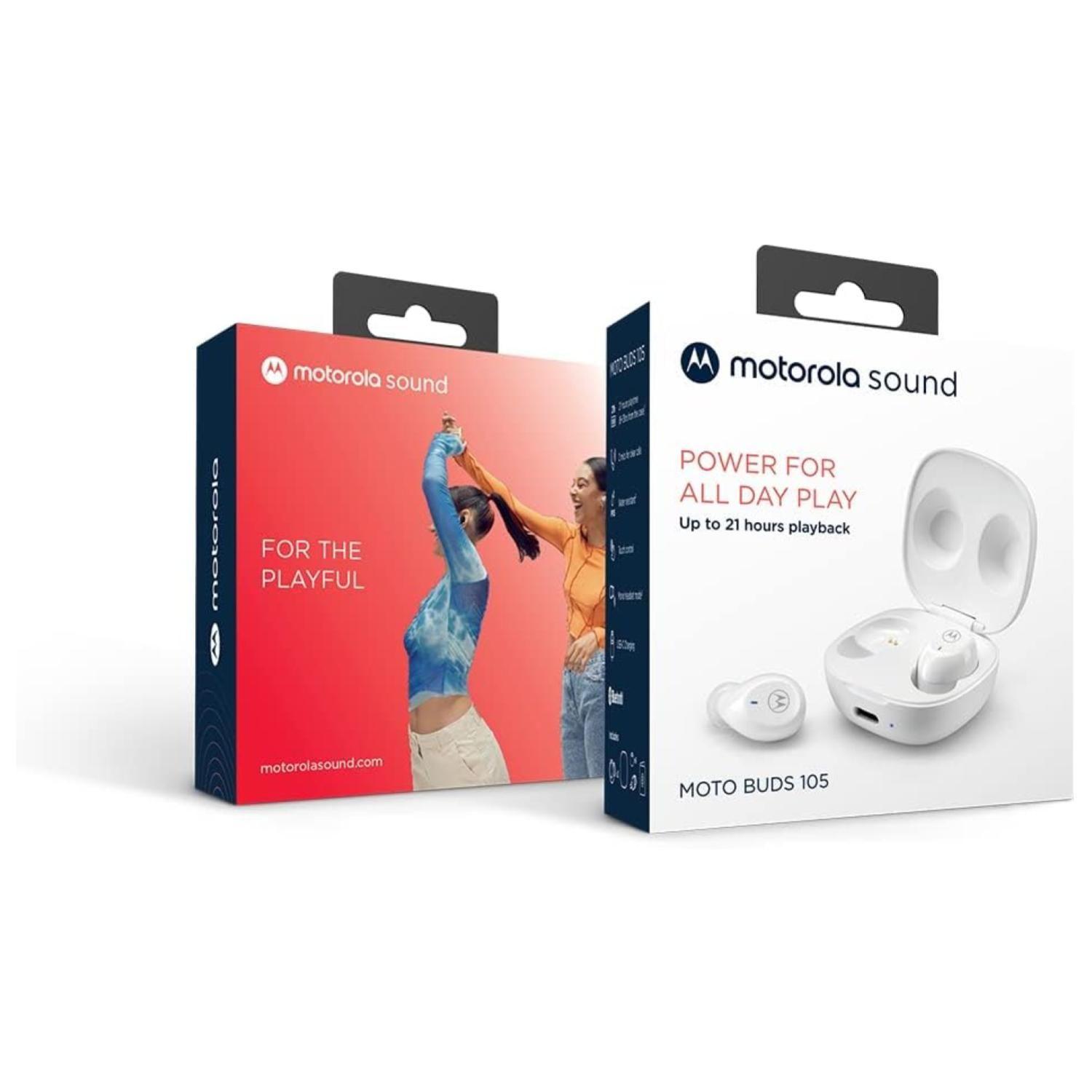 Audifonos Bluetooth TW IPX5 Recargables Moto Buds 105 Blanco-4