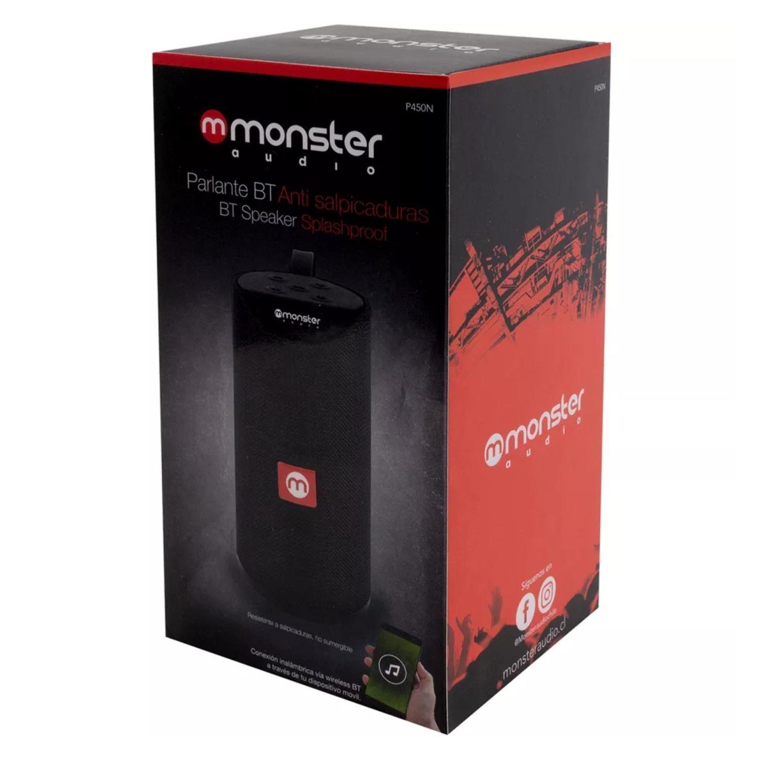 Parlante Inalambrico Bluetooth TWS AUX Micro SD Negro Monster-3
