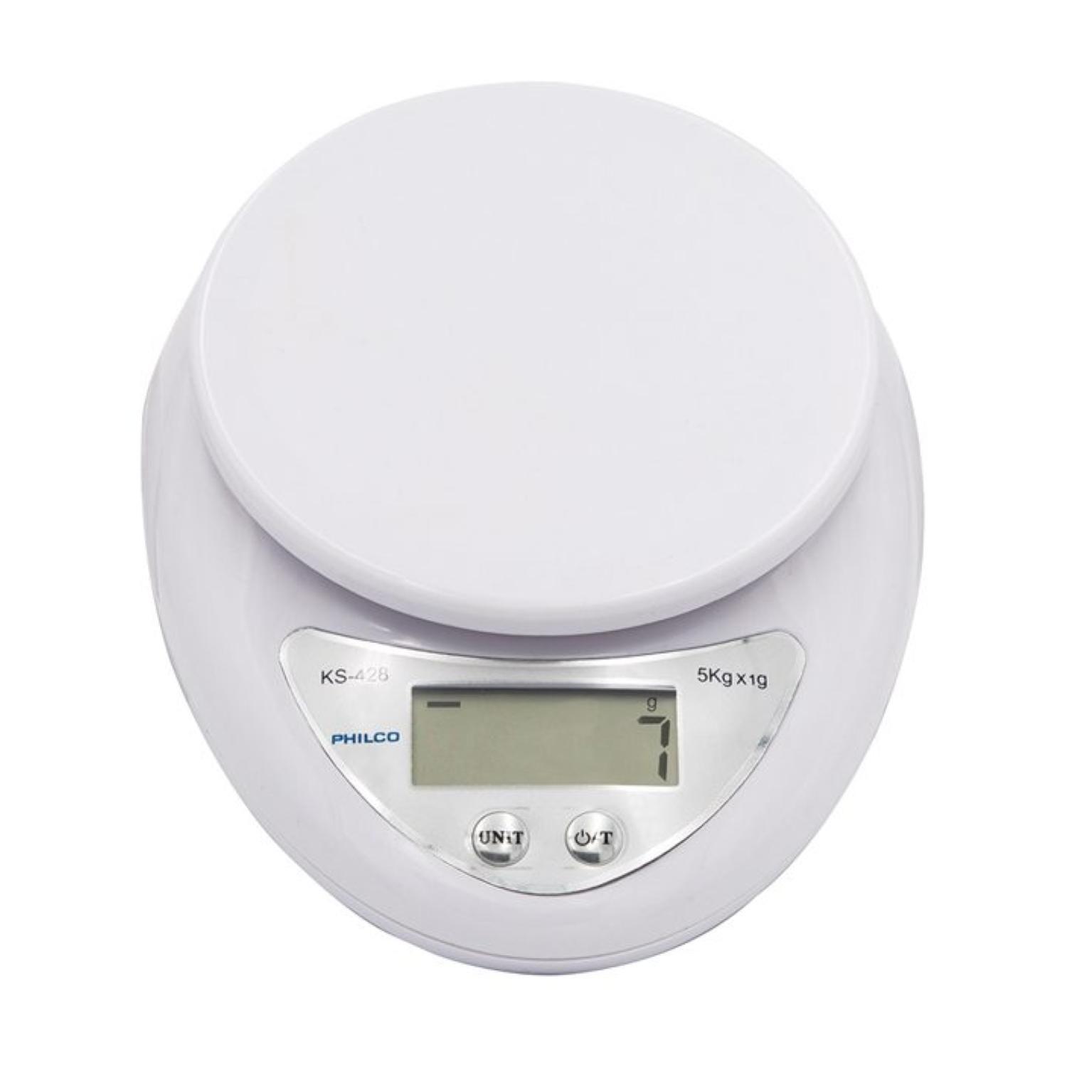 Pesa Balanza Digital De Cocina 5Kg Blanco Philco-2