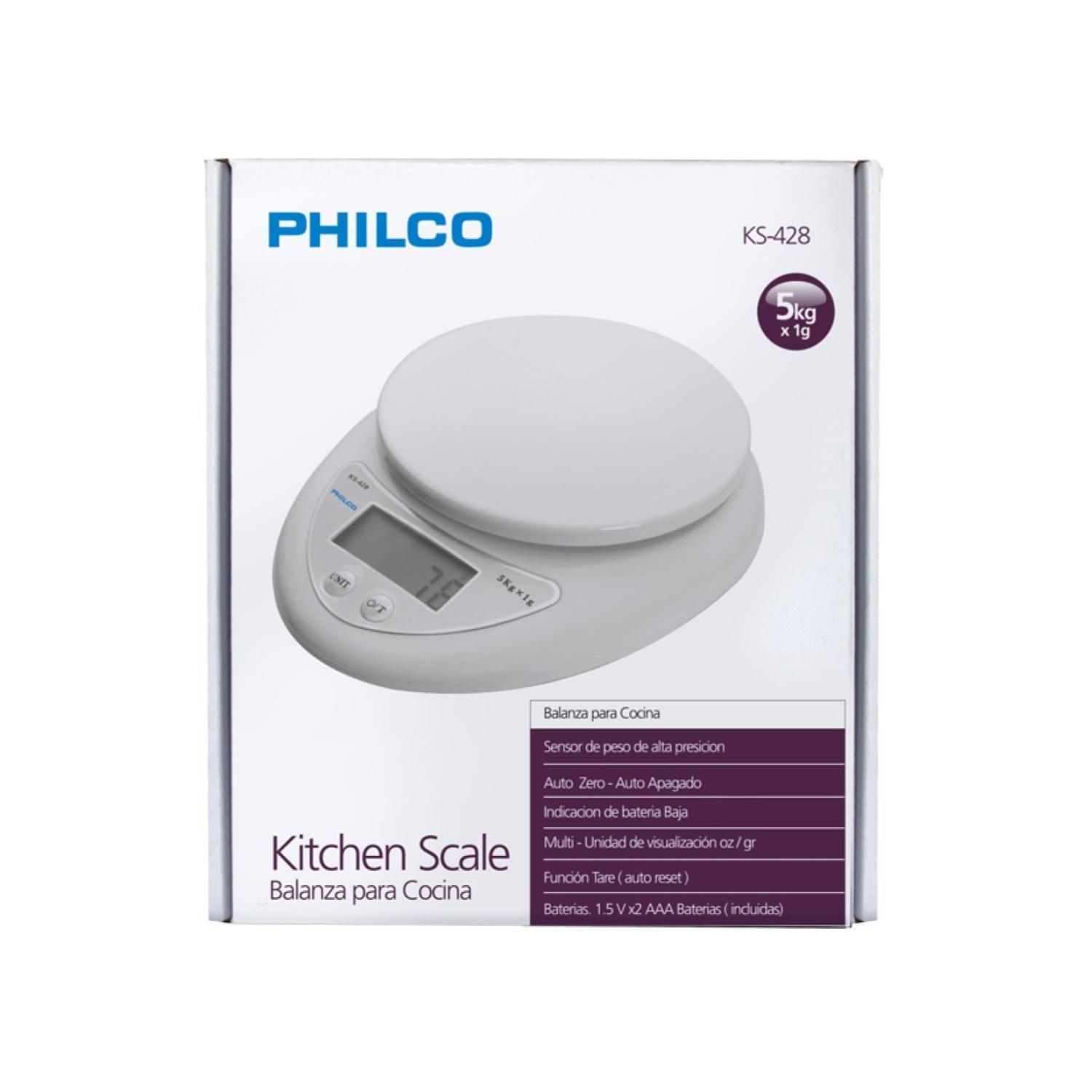 Pesa Balanza Digital De Cocina 5Kg Blanco Philco-3
