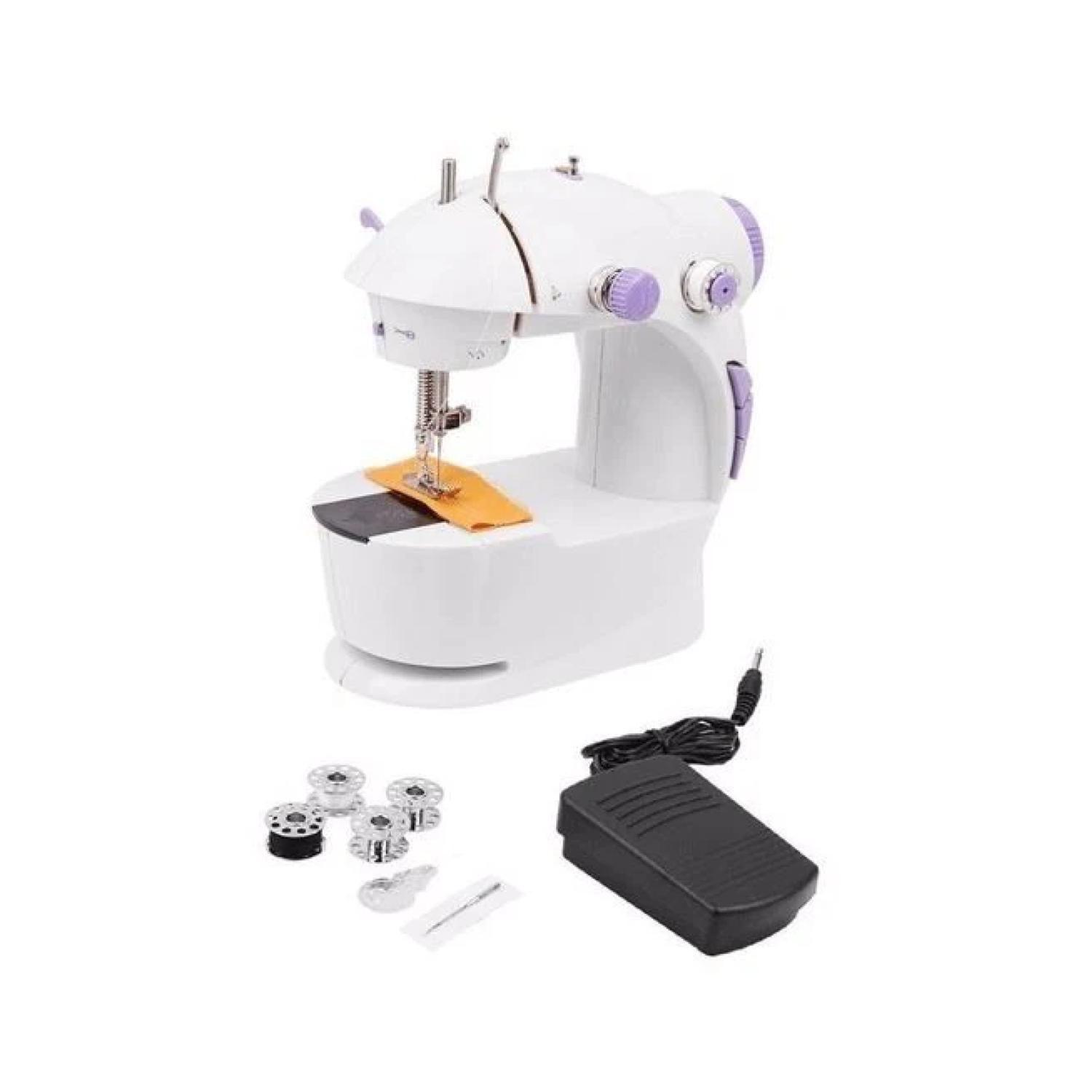 Maquina De Coser Portatil 22.5x13.5x21cm Blanco Morado-2