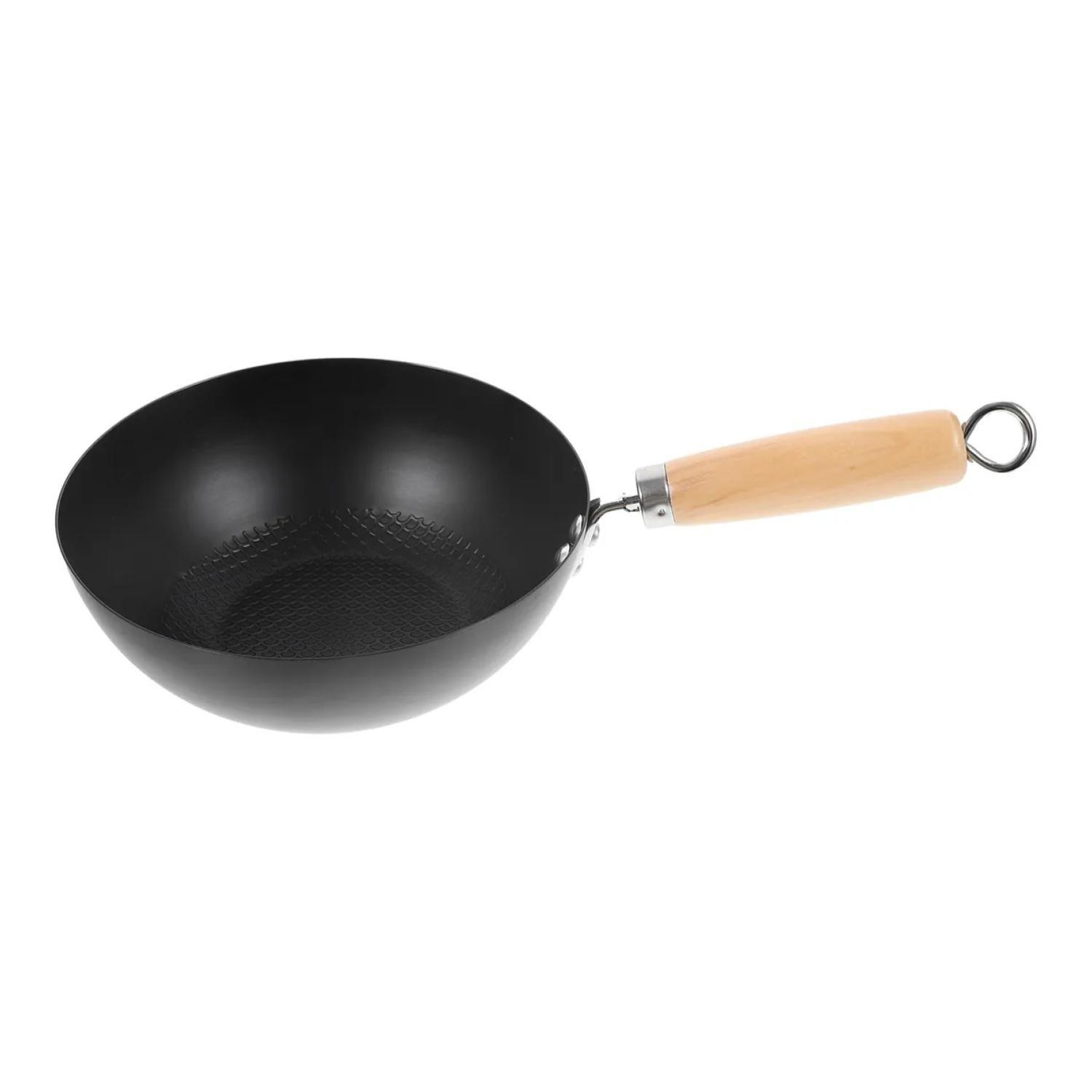 Sarten Wok Antiadherente 24cm Negro Con Mango De Madera-2