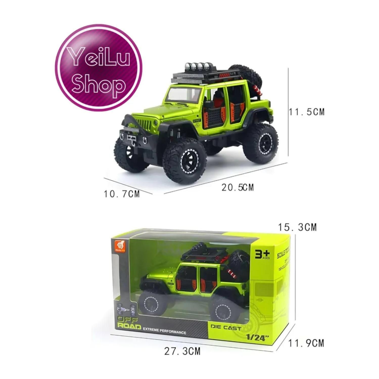 Juguete Auto Jeep Wrangler A Escala 1:24 Verde Infnatil-5