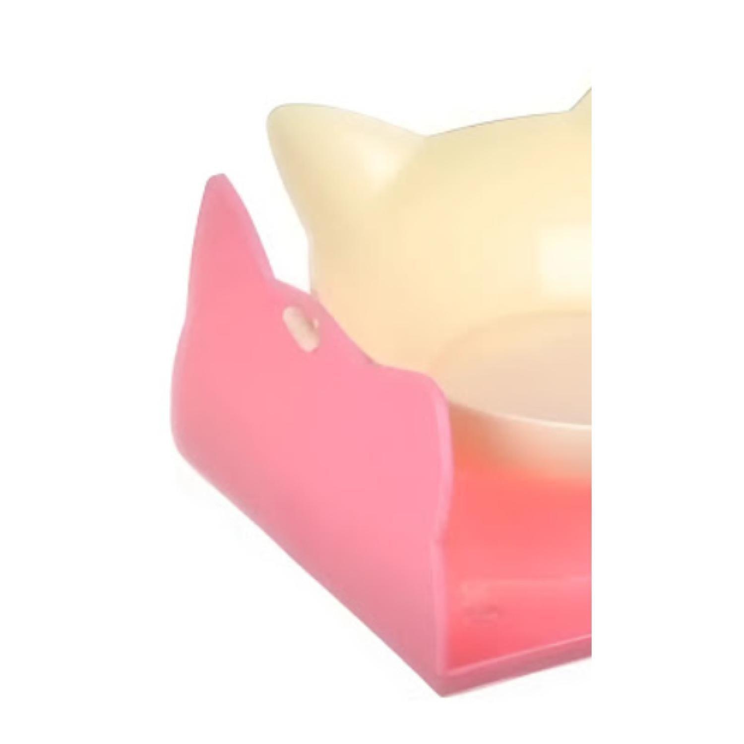 Plato Comedero En Forma De Gato 9x17x14cm Rosa Mascotas-1