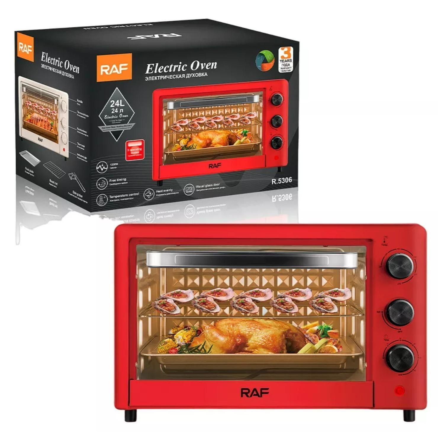 Horno Electrico 24L 1200W Asar Tostar Rojo R5306 Raf-5