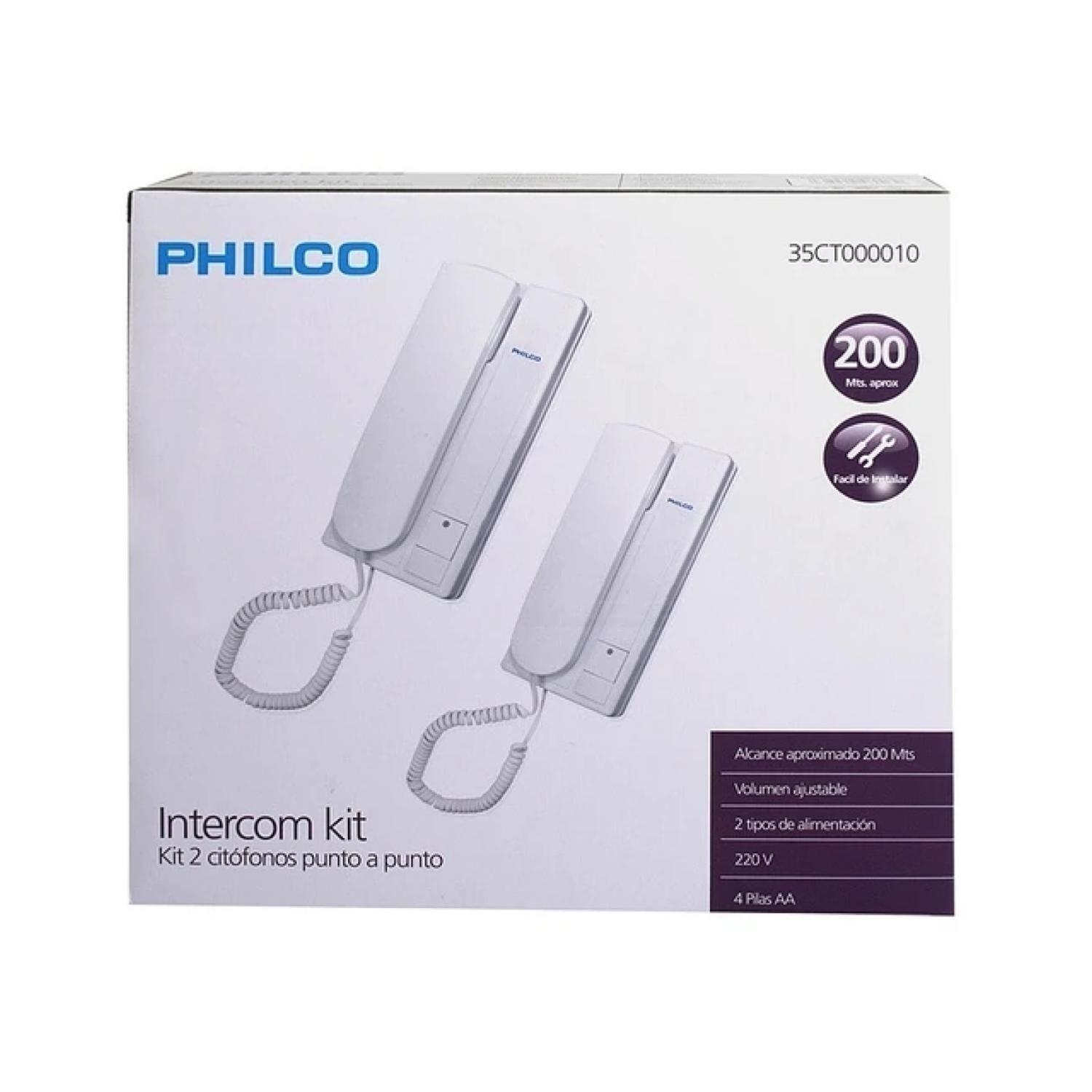 Pack 2 Citofonos Intercomunicadores Punto A Punto 200Mts De Distancia Blanco Philco-1