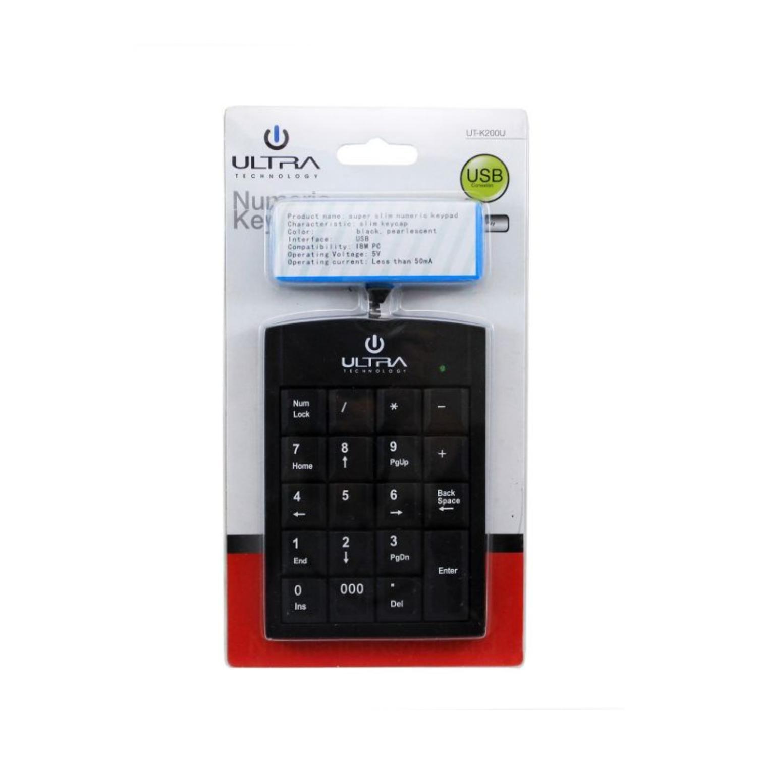 Teclado Numerico Slim USB Cable Retractil Negro K200 Ultra-2