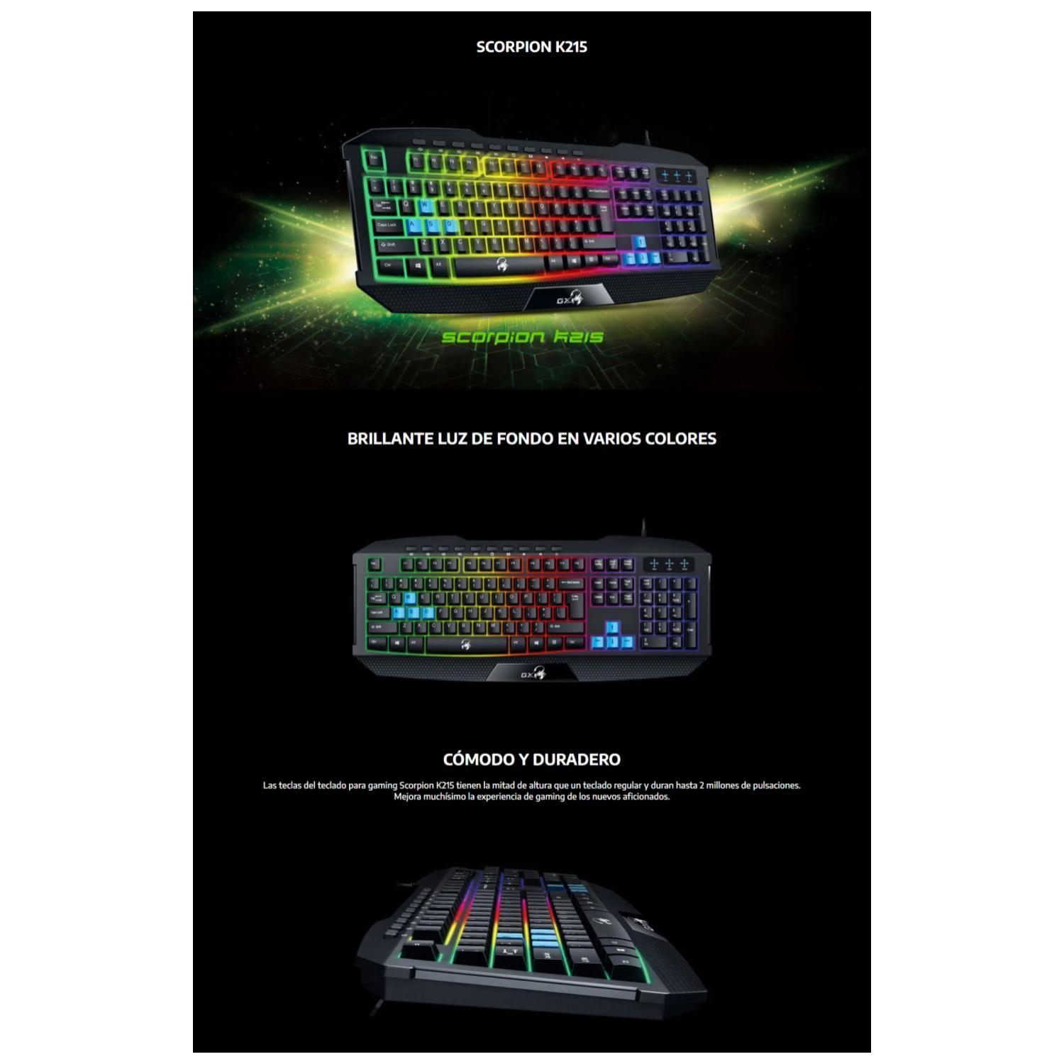 Teclado Gamer USB Retroiluminado Scorpion K215 Genius-2