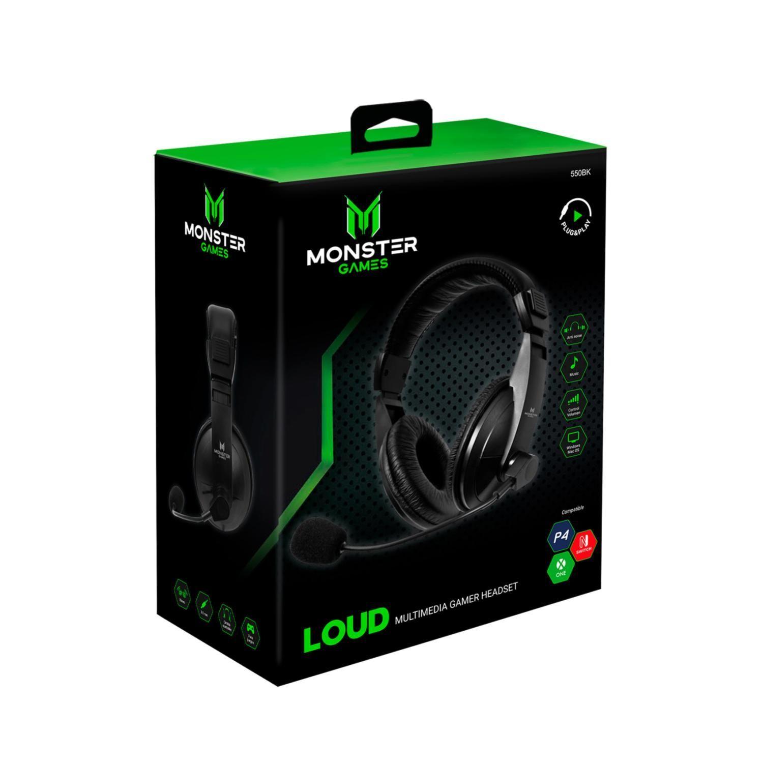 Audifono Gamer Over Ear Jack 3.5 Ps4 Ps5 Pc Negro Monster Games-2