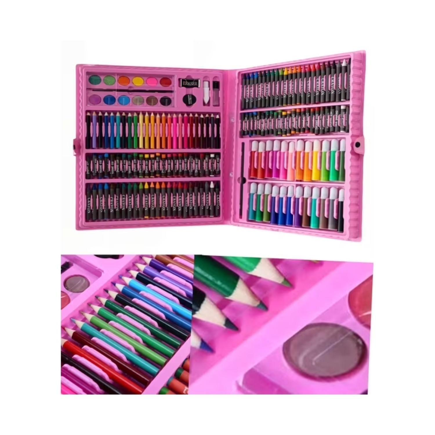 Set 168 Lapices Para Colorear Con Maleta Rosada Infantil-2