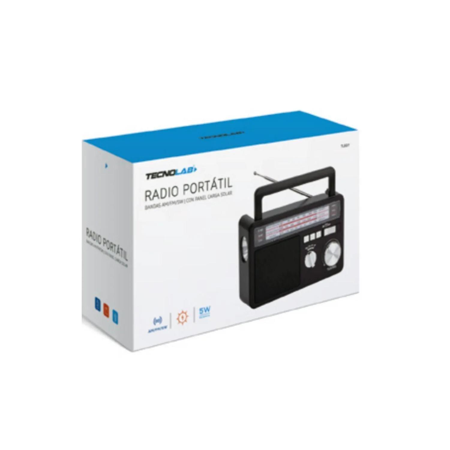 Radio Portatil Panel Solar LED USB SW AM FM Negro-2