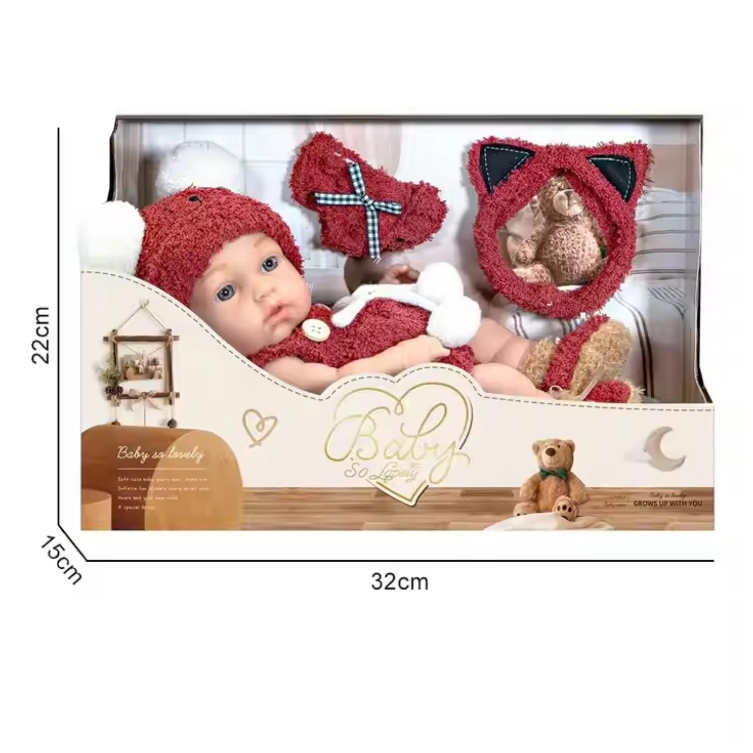 Juguete Muñeca Realista 29cm Silicona Vestido Rojo Infantil-2