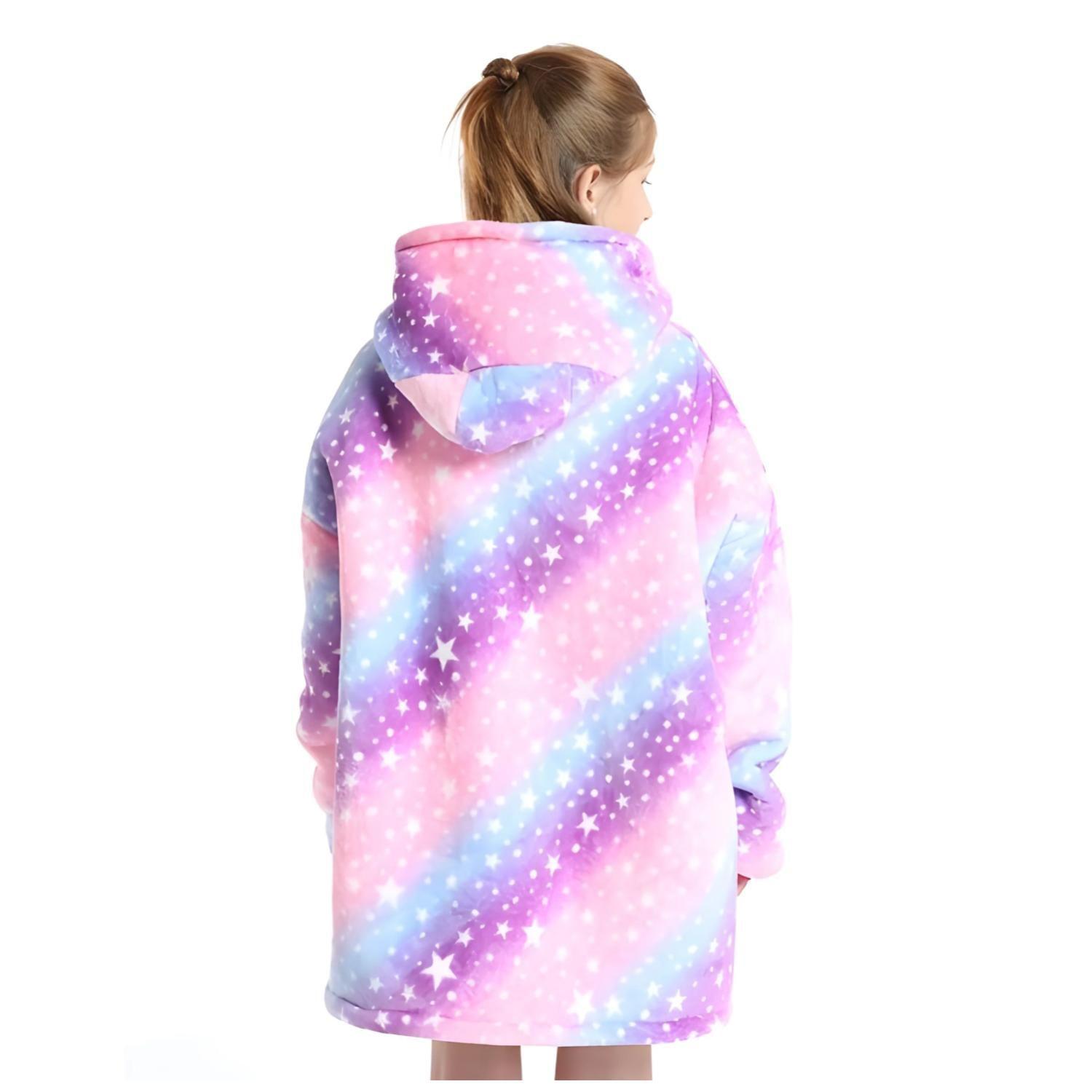Poleron De Polar Manta Para Invierno Infantil Morado Estrellas-3