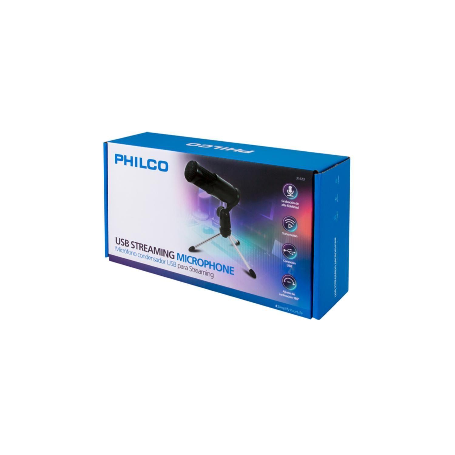 Microfono Condensador USB Con Tripode De Mesa Para Streaming Negro 31623 Philco-2