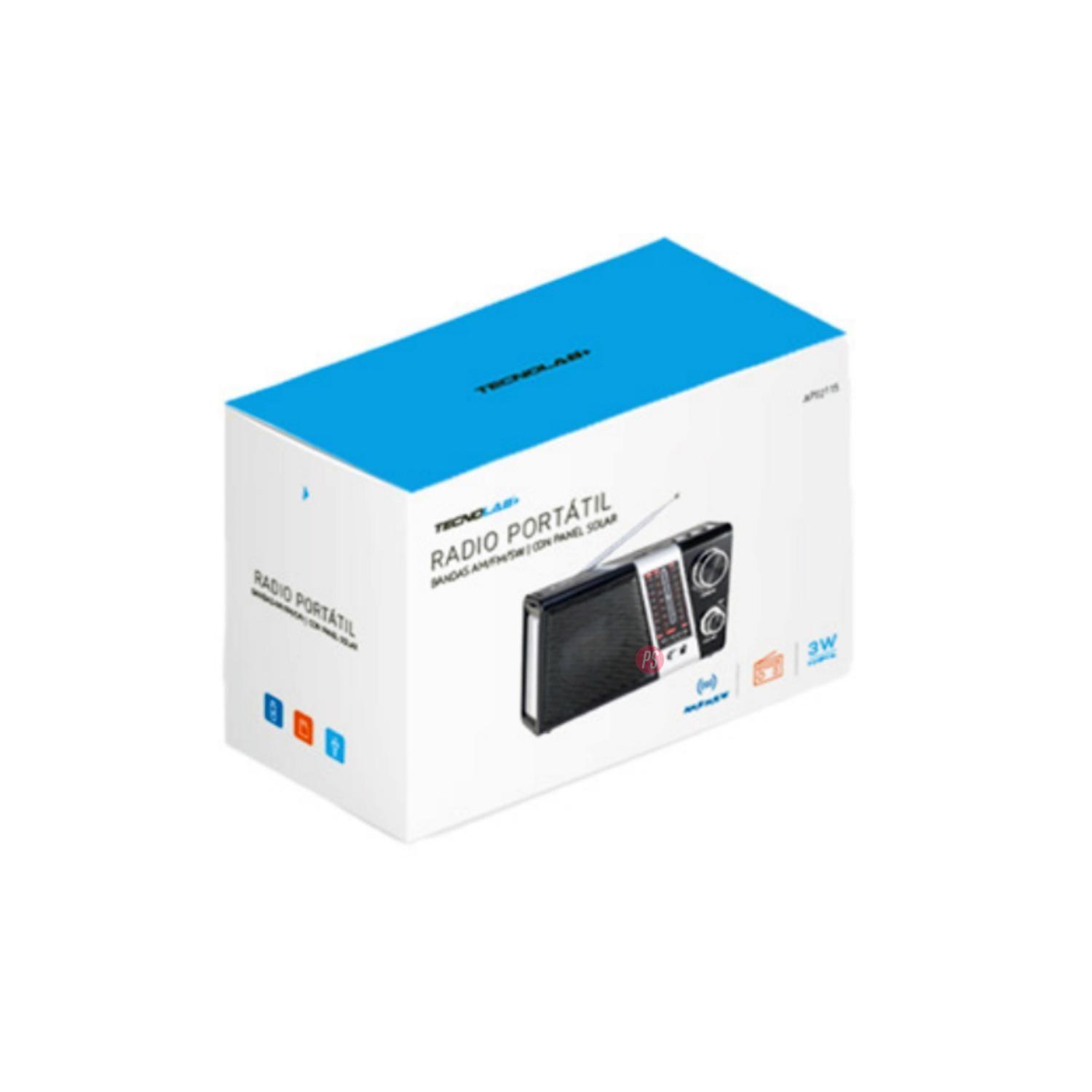 Radio Portatil Panel Solar LED USB AM SW FM Negro-2