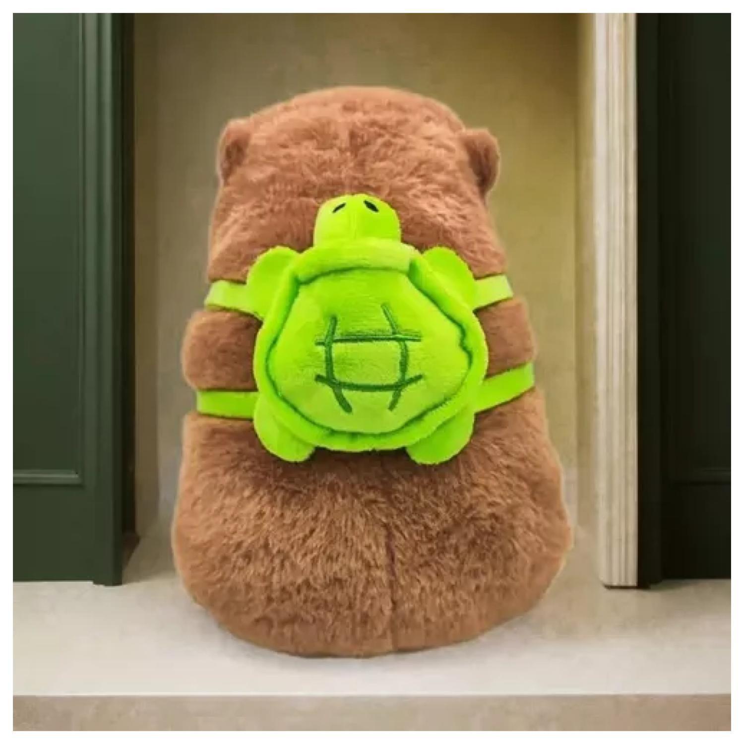 Juguete Peluche Capibara Con Mochila Tortuga 30cm Infantil-2