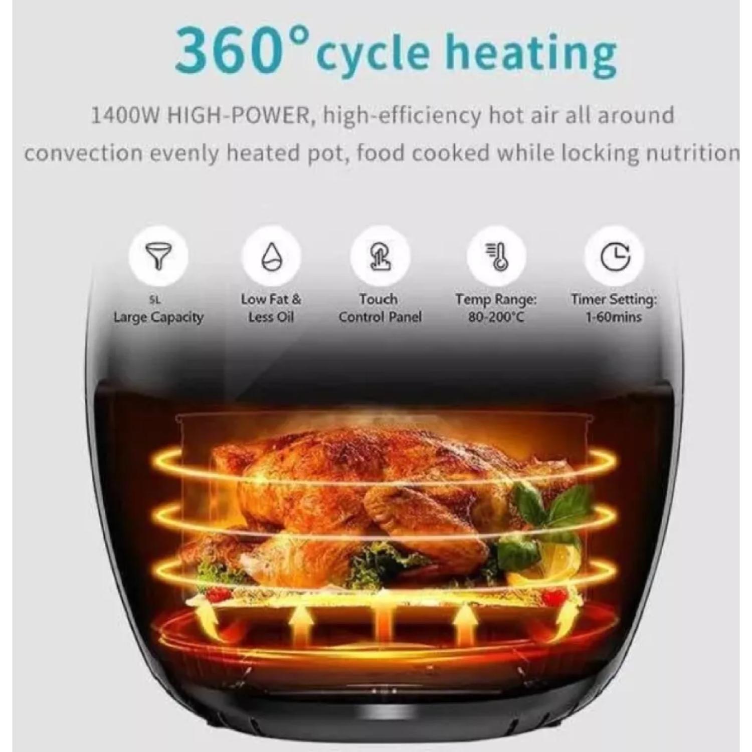 Freidora De Aire Air Fryer 7.7L 1800W Negro SK-8013 Sokany-2
