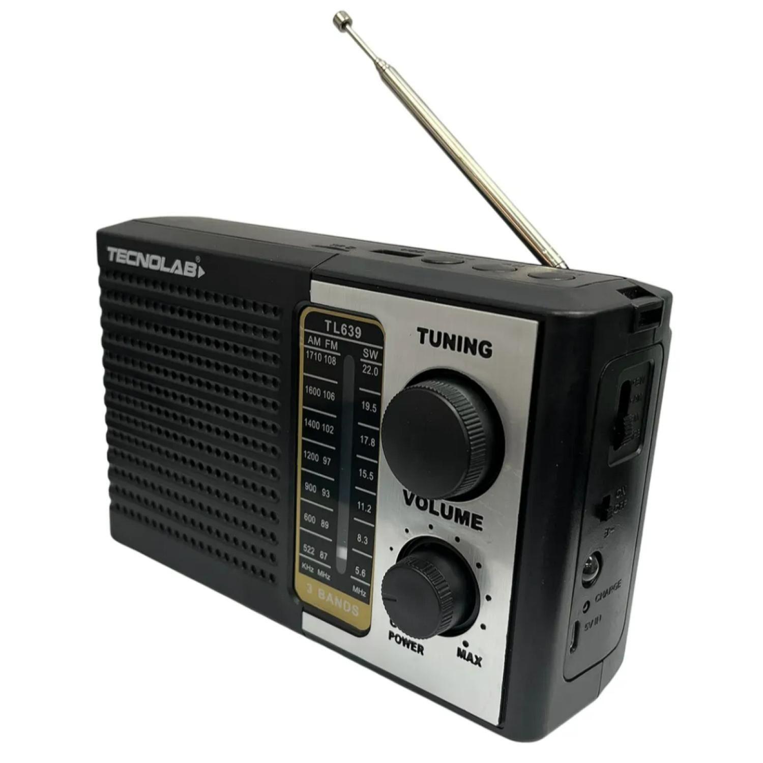 Radio Portatil Panel Solar LED USB AM FM SW Negro-2