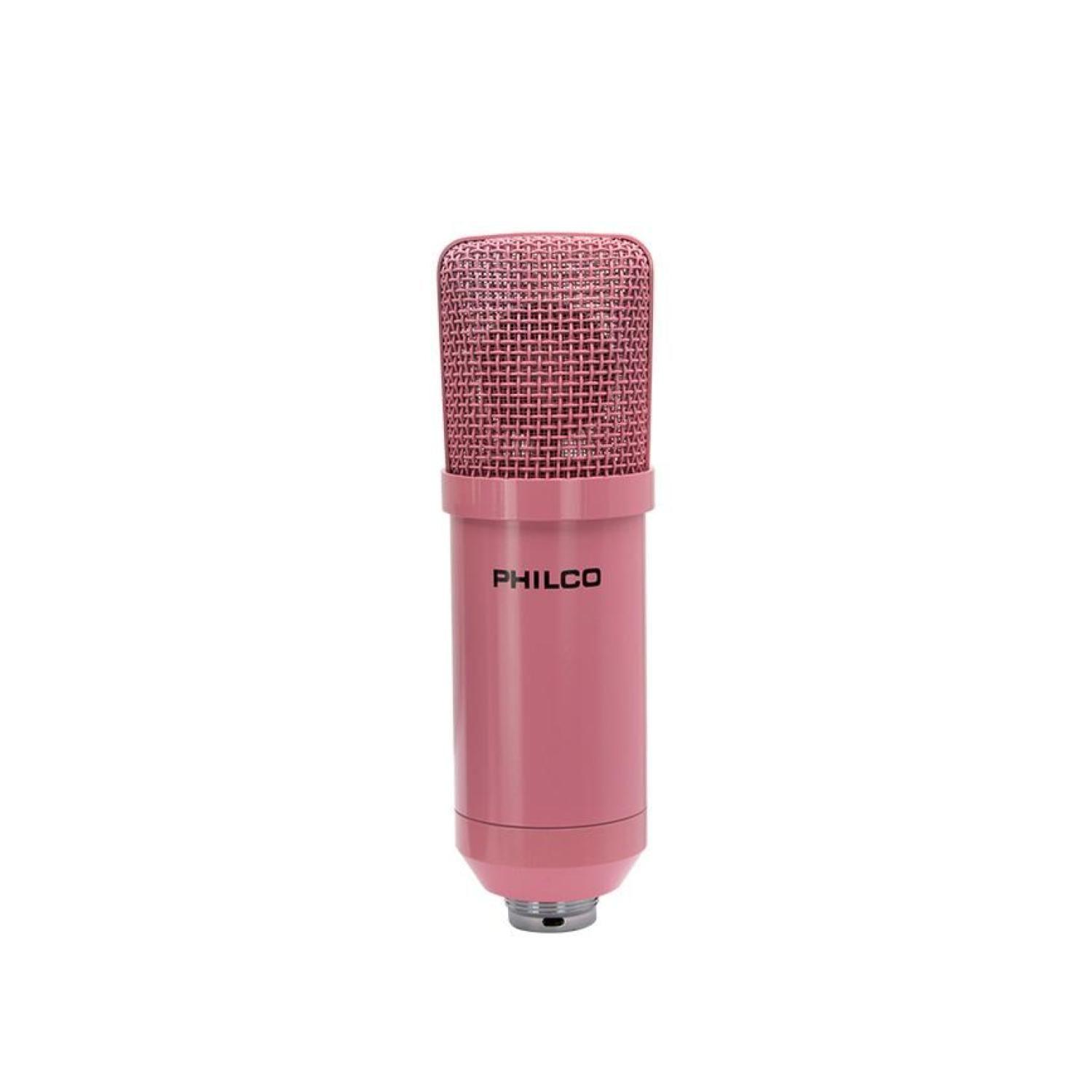 Kit Estudio Microfono Rosado Antipop Atril Metalico Philco-2