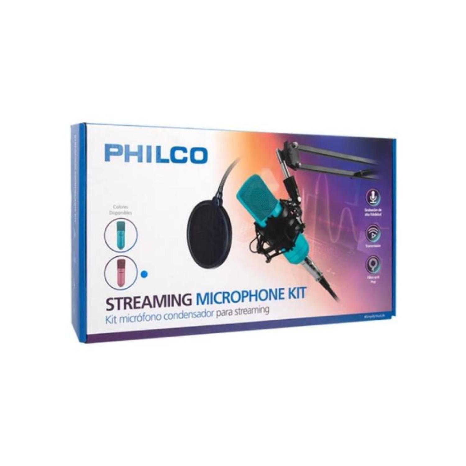 Kit Estudio Microfono Rosado Antipop Atril Metalico Philco-3