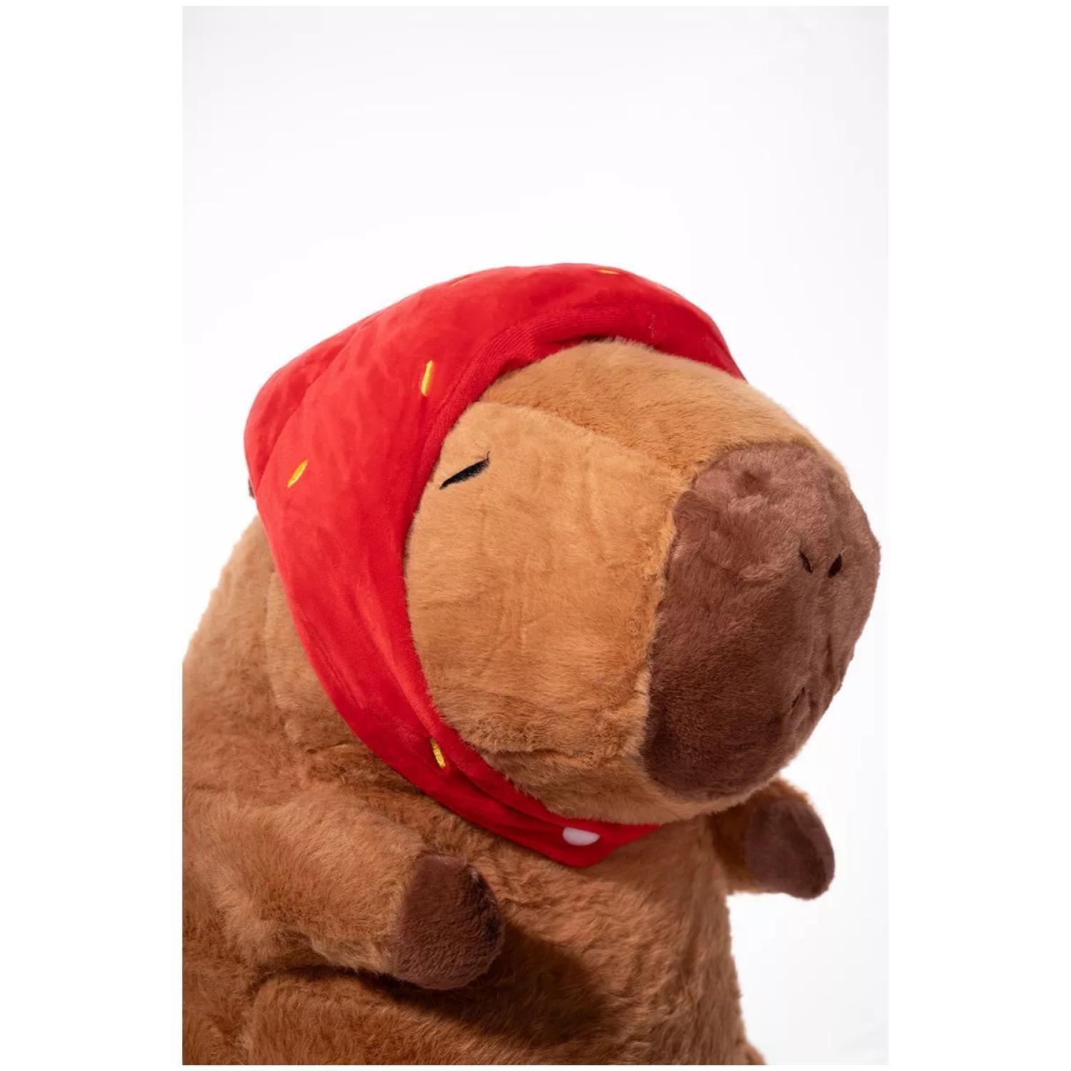Juguete Peluche Capibara Con Gorro Frutilla 30cm Infantil-3