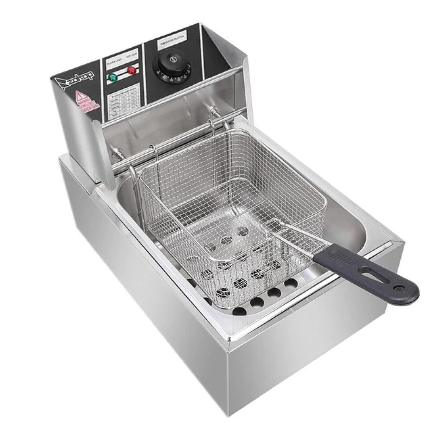 Freidora Electrica 6L De Aceite 2500W Acero Inoxidable-0