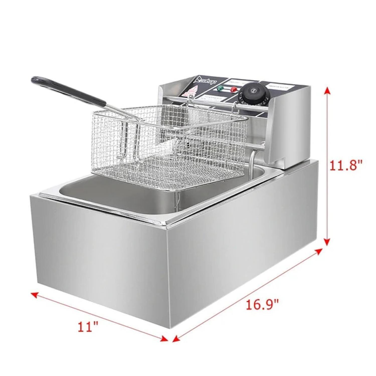Freidora Electrica 6L De Aceite 2500W Acero Inoxidable-5