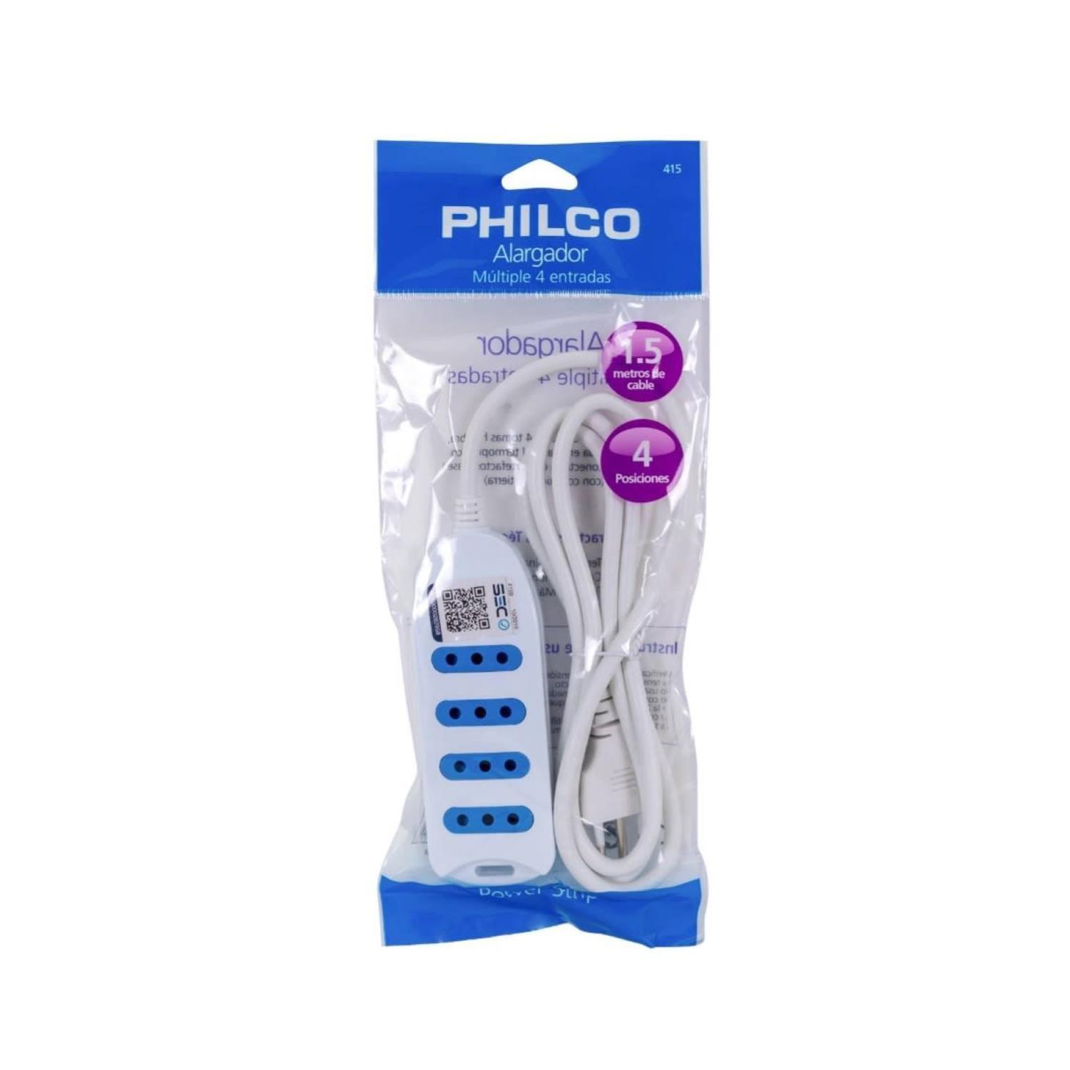 Alargador Extension 4 Entradas 1.5Mts Blanco Philco-2