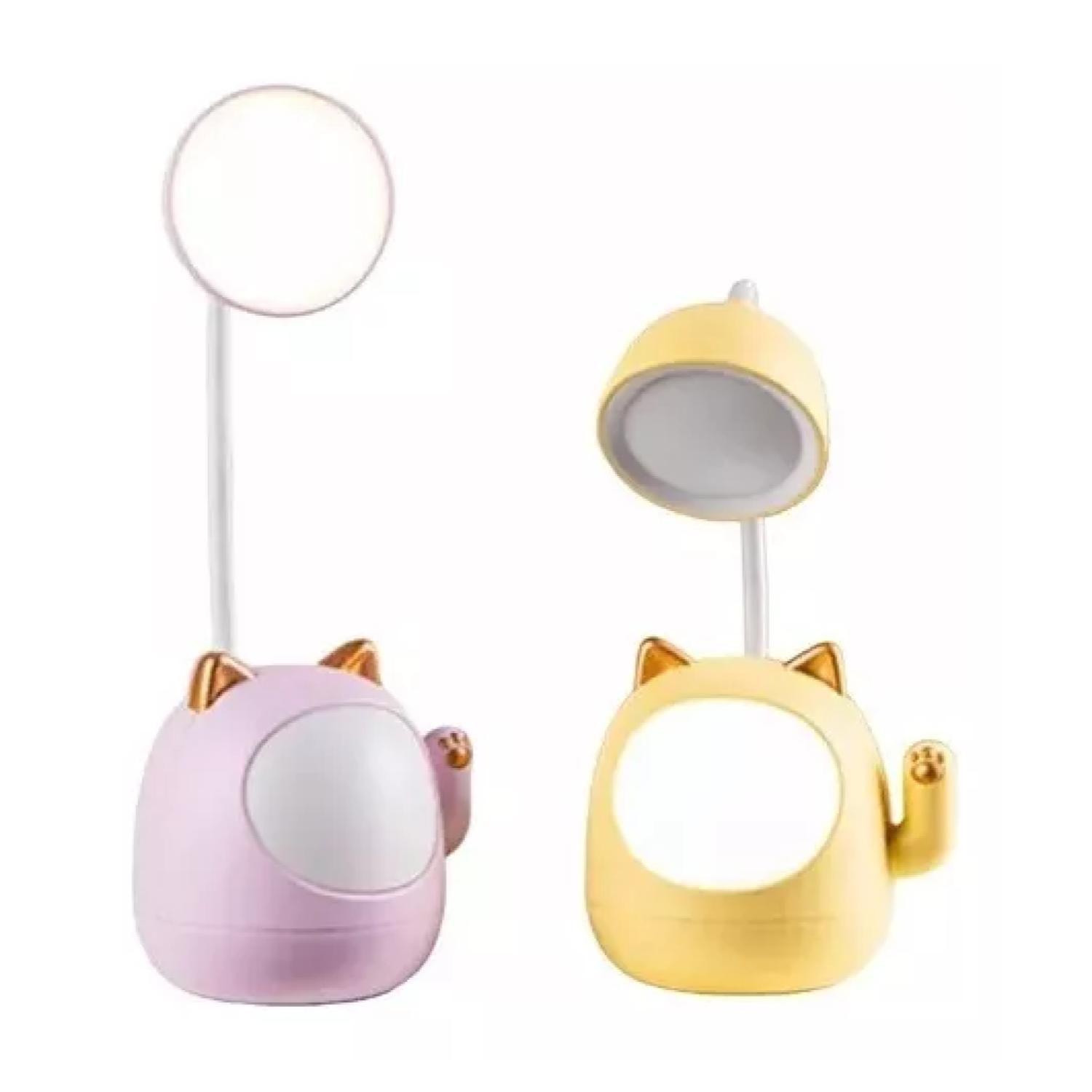 Lampara De Escritorio LED USB Forma De Gato Amarillo-1
