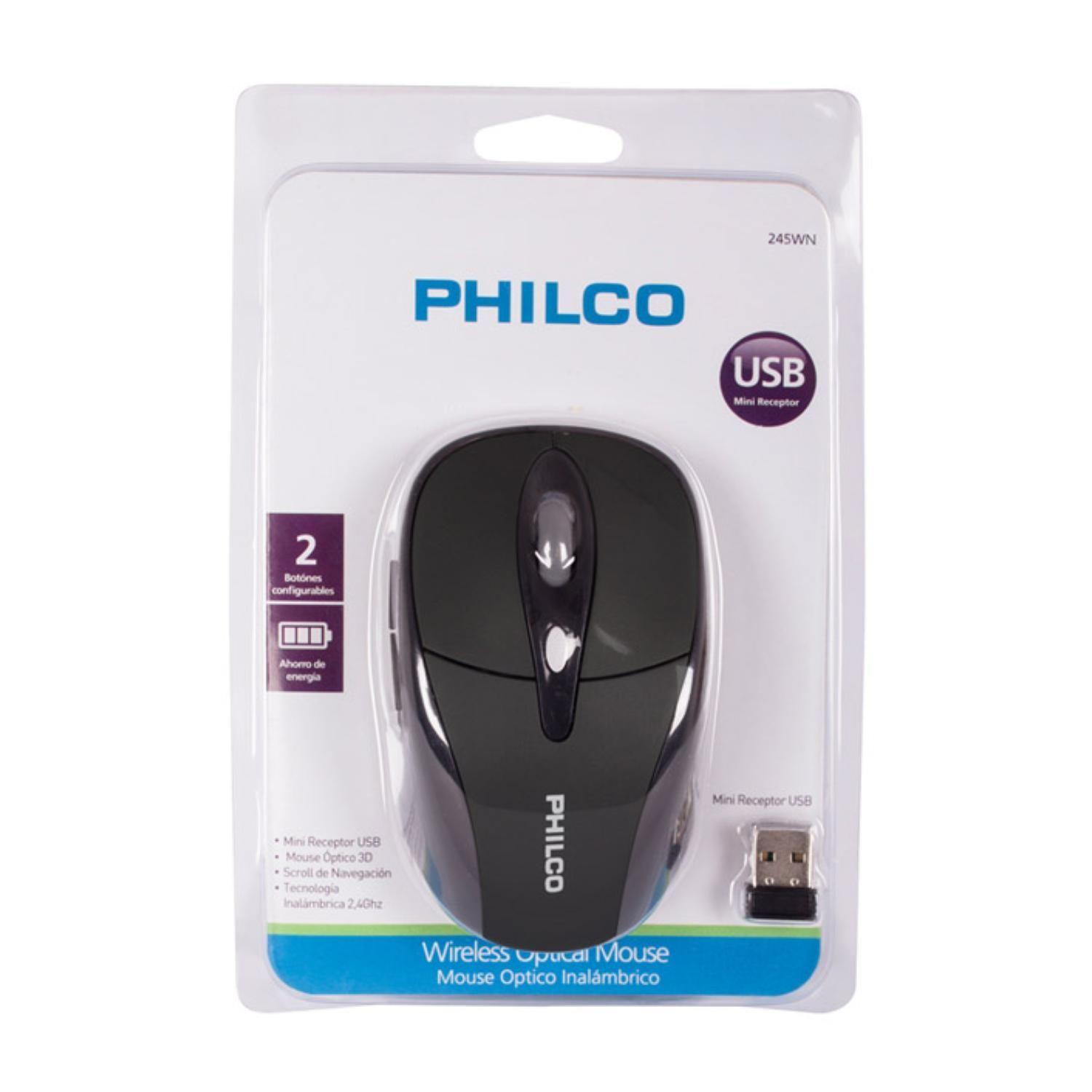 Mouse Inalambrico USB 6 Botones Negro 245WN Philco-3