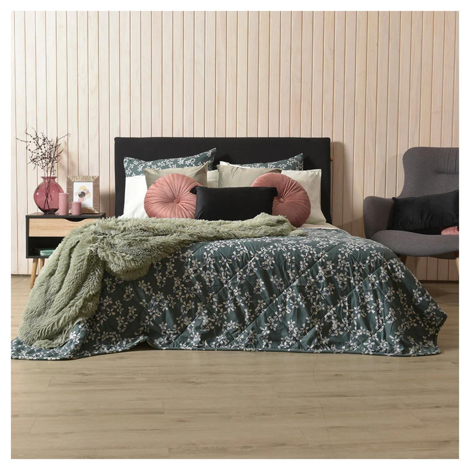 Plumon 2 Plazas 220X240cm Microfibra Verde Estampado Mashini-2