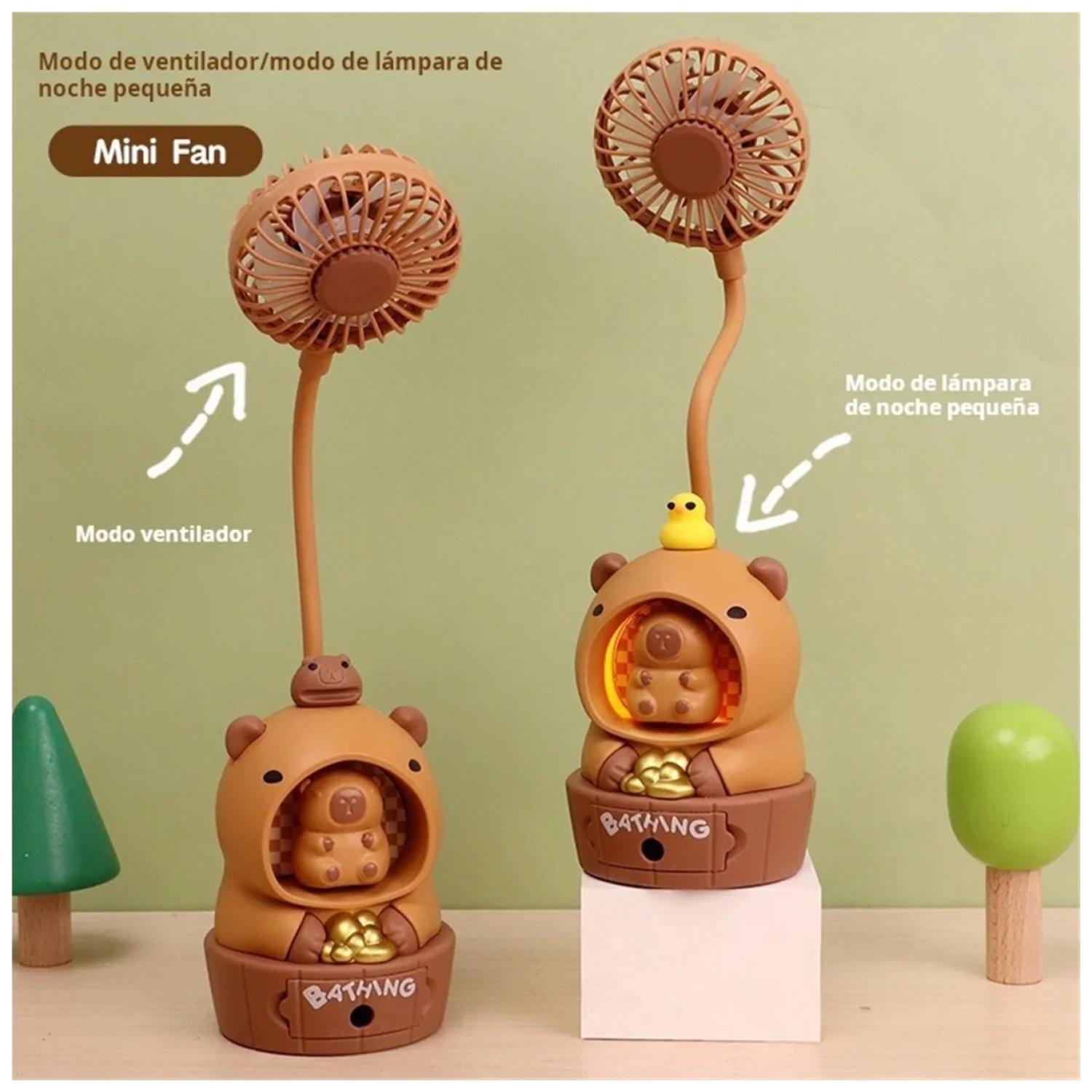 Mini Ventilador Y Lampara De Escritorio USB Capibara-3