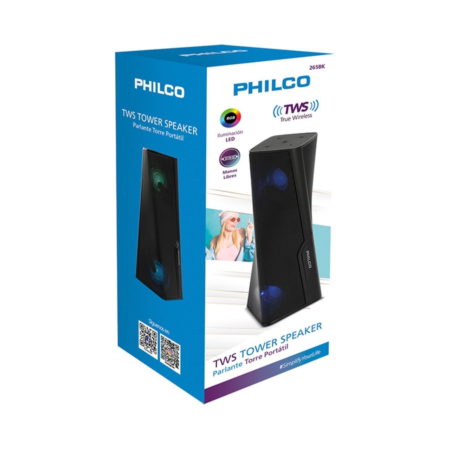 Parlante Bluetooth Tower RGB USB AUX TWS Negro 265BK Philco-1