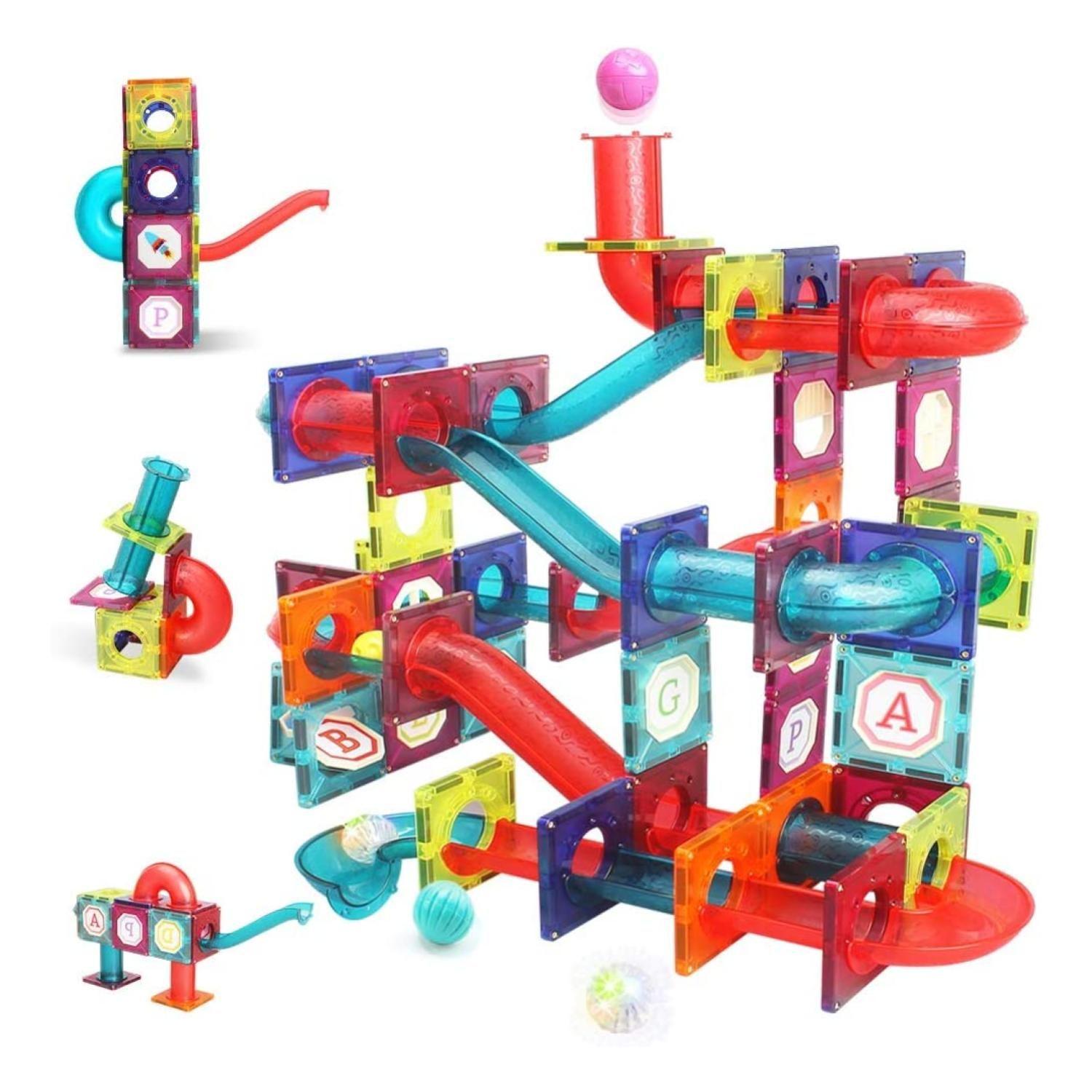 Juguete Construccion Bloques Magneticos 125 Piezas Colores-4