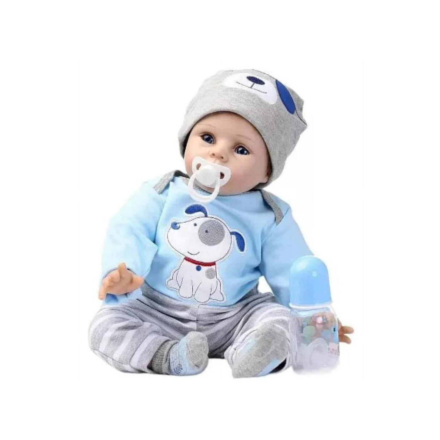 Juguete Muñeco Realista 55cm Pijama Celeste Infantil-2