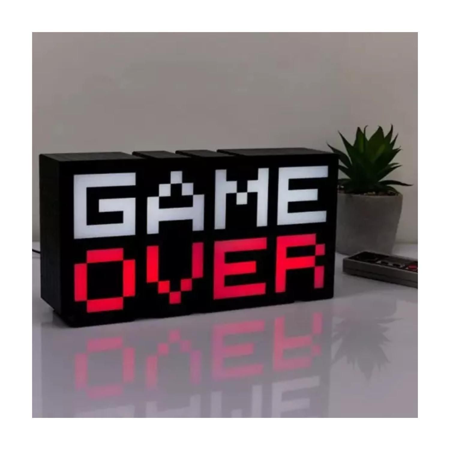 Lampara Luz Game Over Logo USB Negro Y Blanco-3