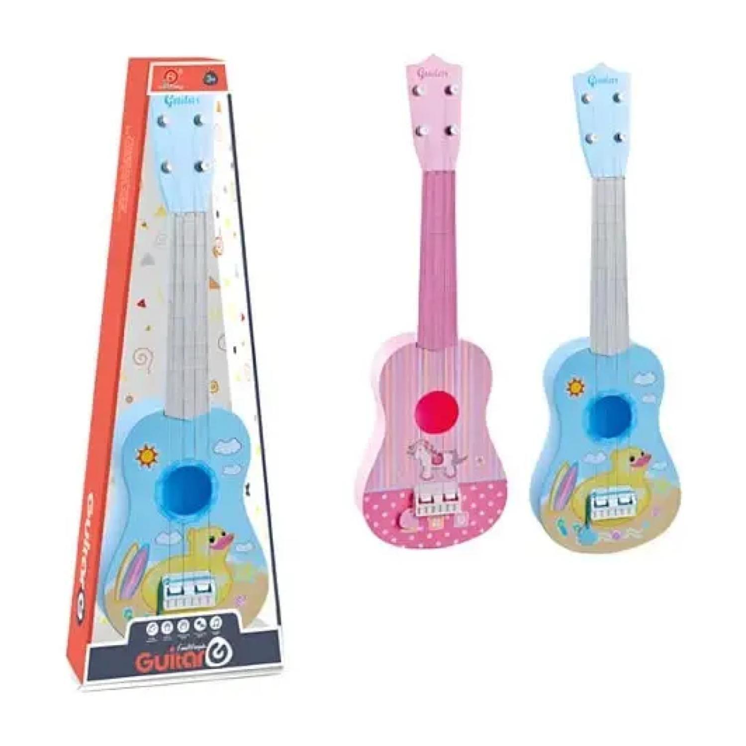 Guitarra 57cm Para Ni os Cuerdas Silicona Rosado Infantil-2
