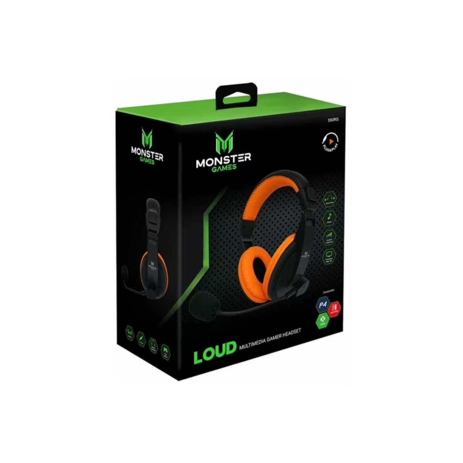 Audifono Gamer Jack 3.5 Negro Najaranja Loud Monster Games-2