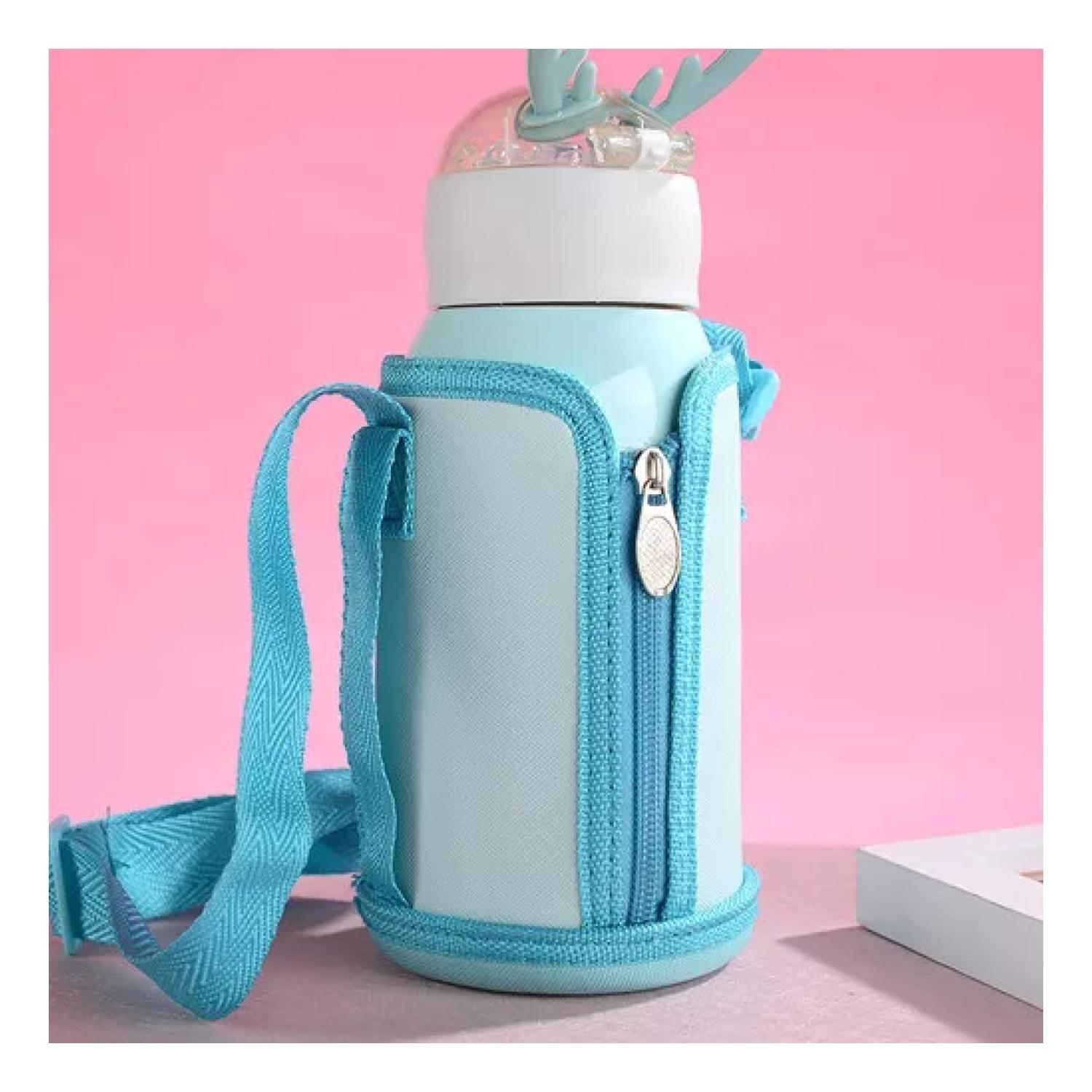 Botella De Agua Portatil 500ml Dino Kawaii Azul Infantil-4