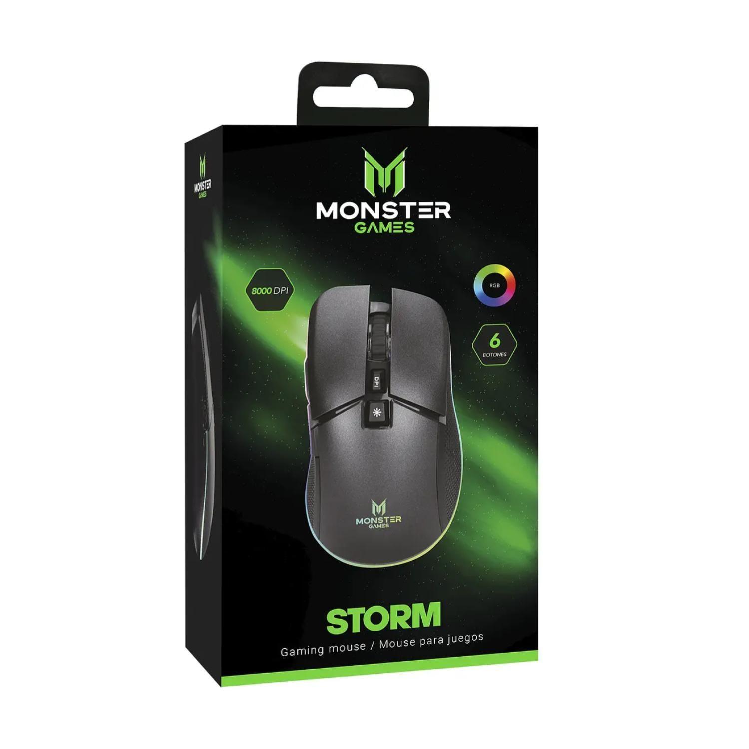 Mouse Gamer USB RGB 6B 8000DPI Negro Storm Monster Games-2