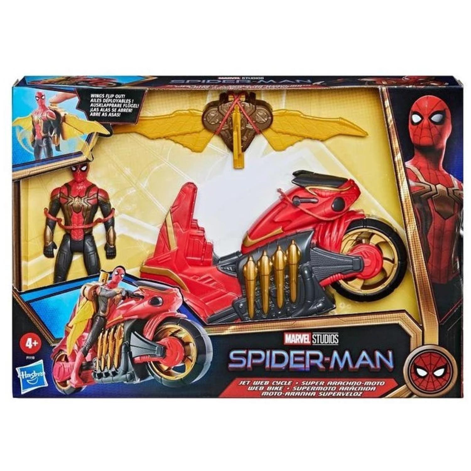 Juguete Figura De Accion Spider Man Aracnojet Y Moto-3