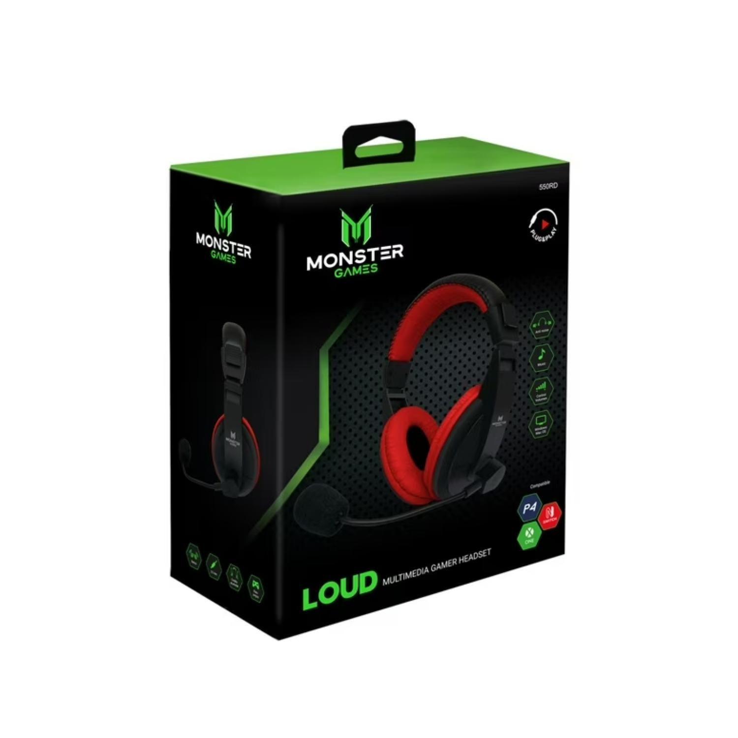 Audifono Gamer Jack 3.5 PS4 PS5 Xbox Rojo Loud Monster Gamer-2