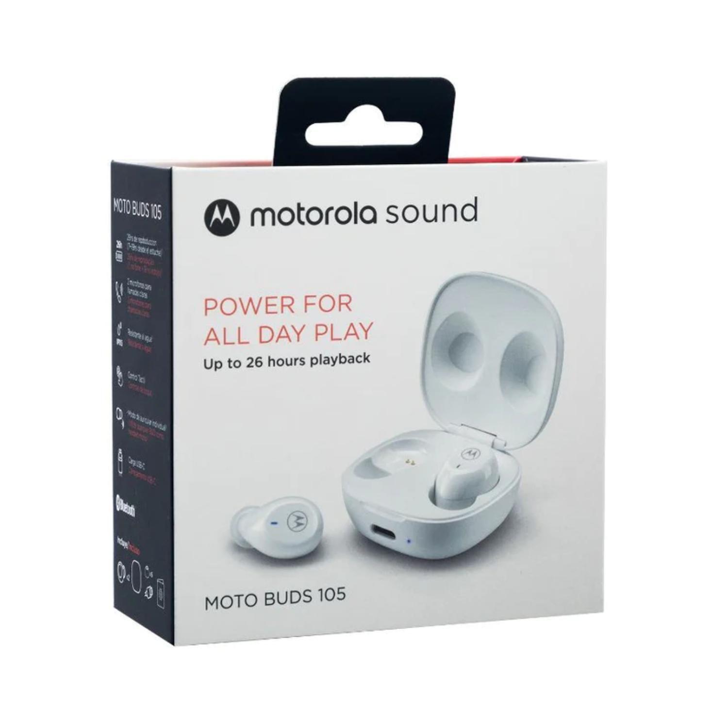 Audifonos Bluetooth TWS Recargables Blanco Motobuds 105-3