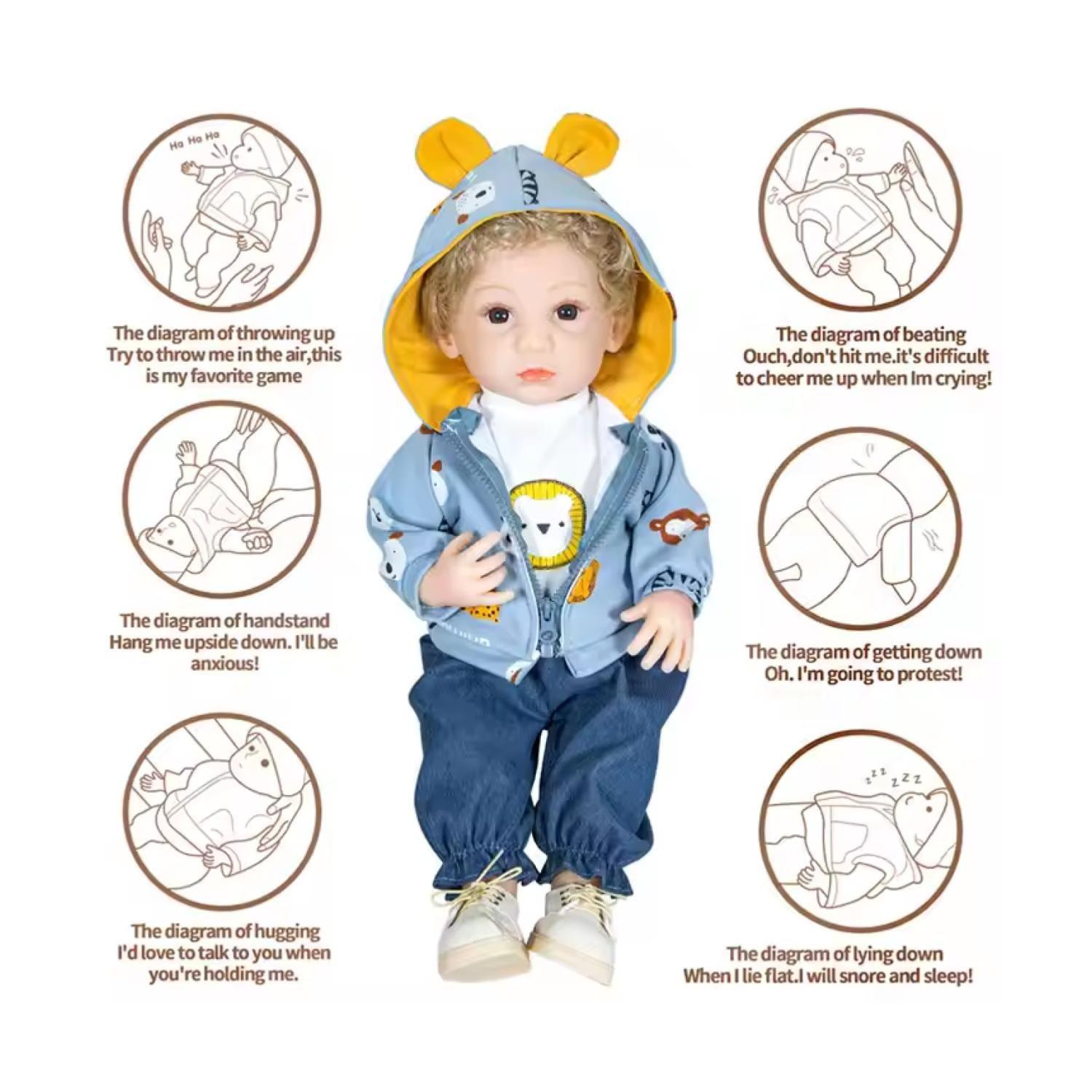 Juguete Muñeco Realista 55cm Silicona Chaleco Naranja Infantil-2