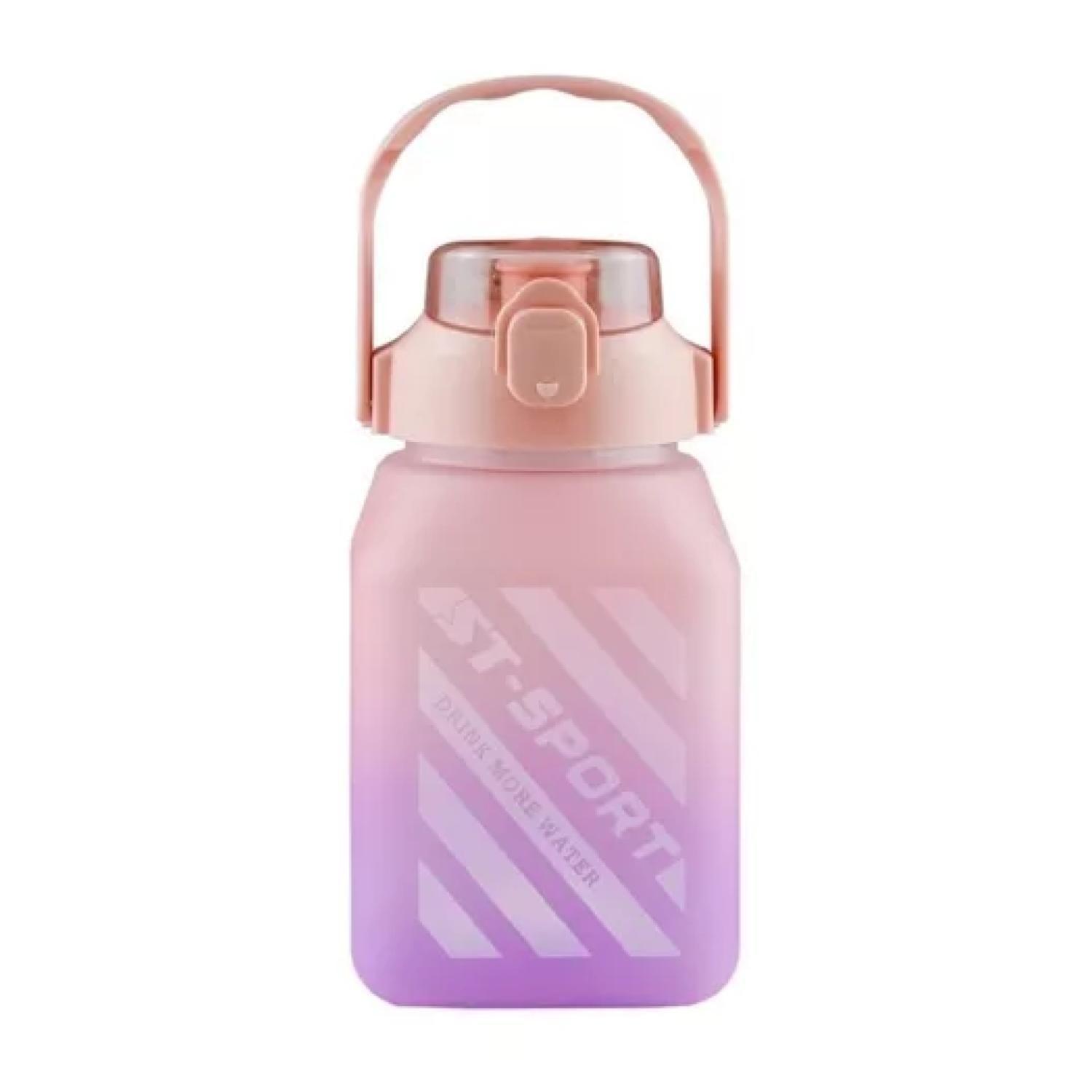 Botella De Agua Motivacional 1500ml Cuadrada Termo Rosado-1
