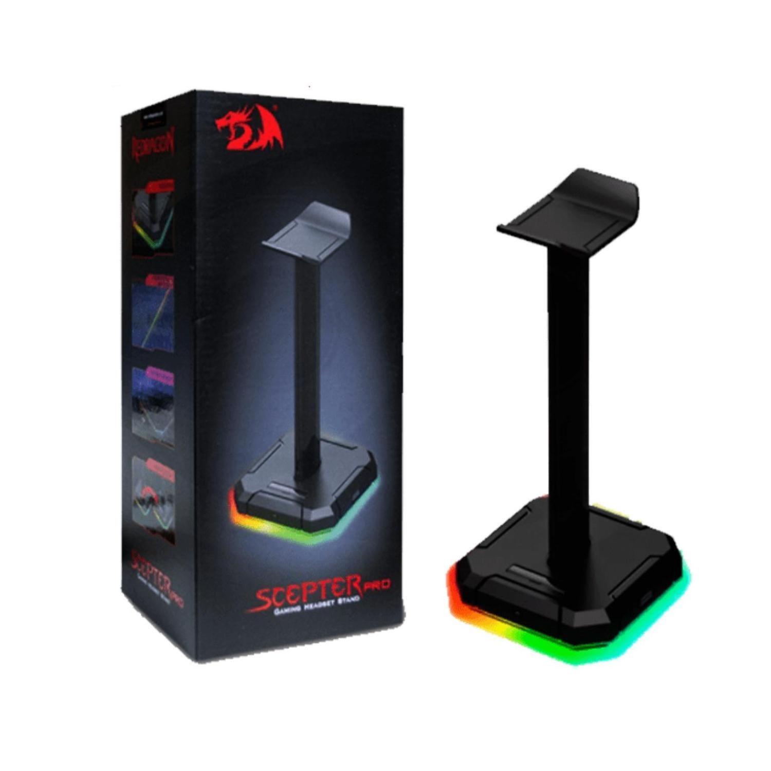 Soporte Audifonos RGB 4Puertos USB Negro ScepterPro Redragon-2