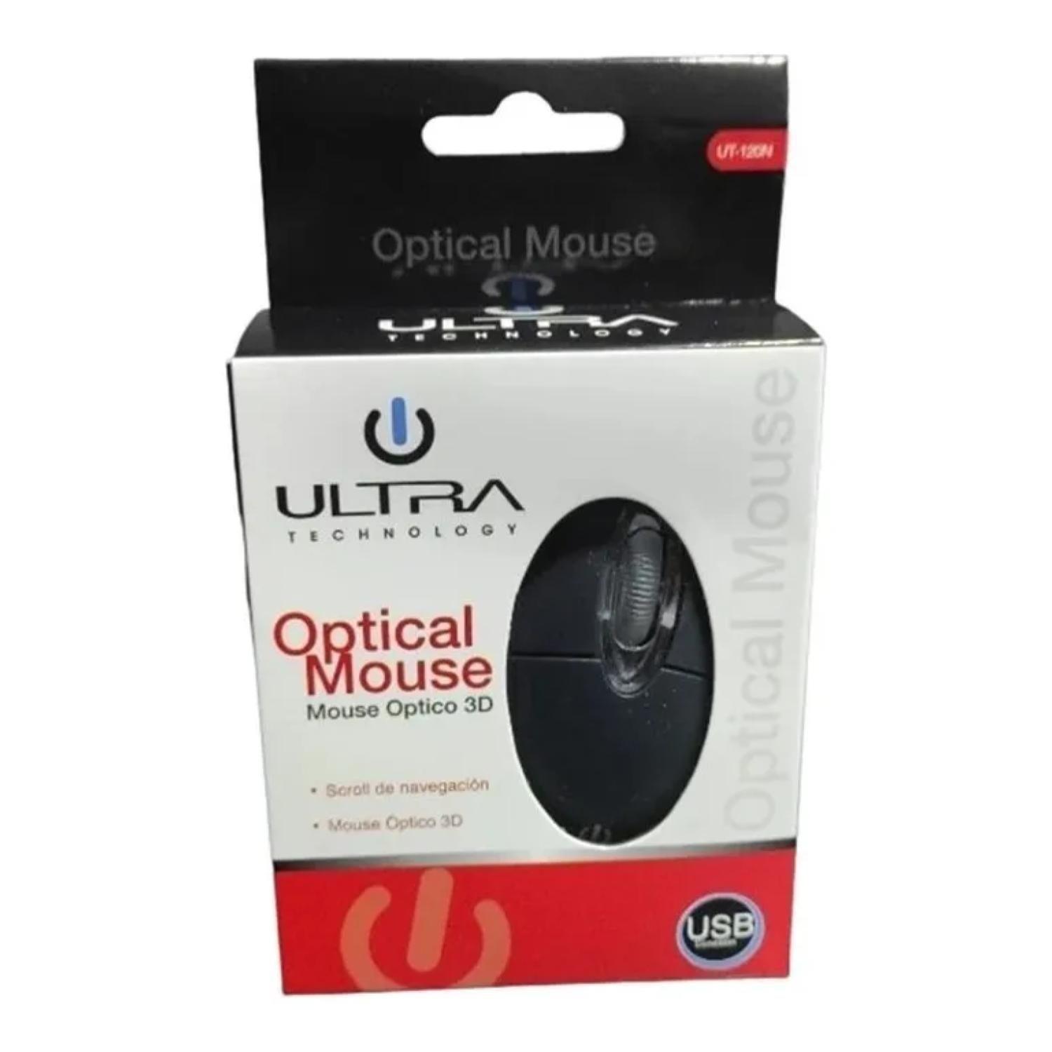 Mouse Alambrico Optico USB 3 Botones Negro 120UN-4