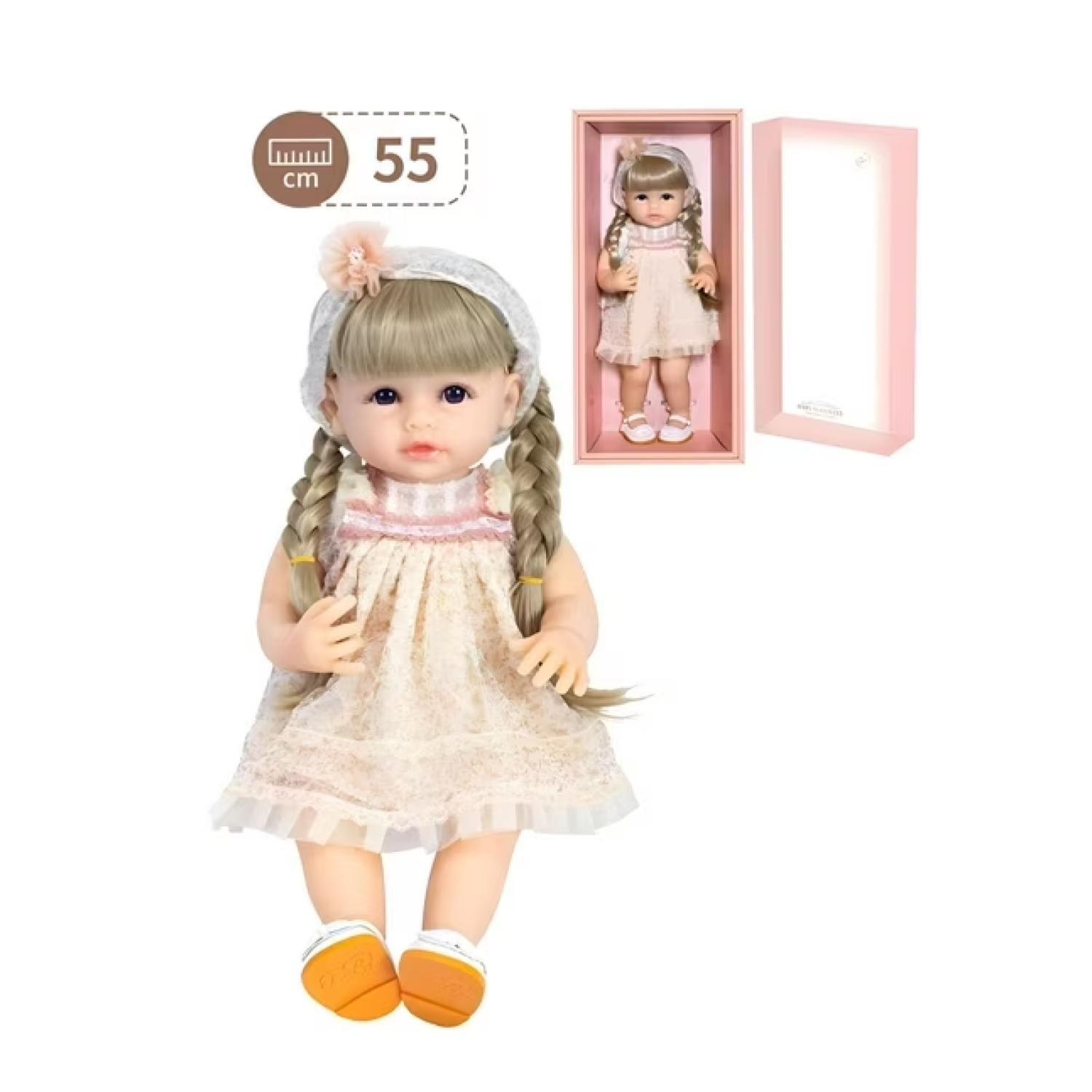 Juguete Bebe Realista 55cm Rubia Vestido Rosa Infantil-2