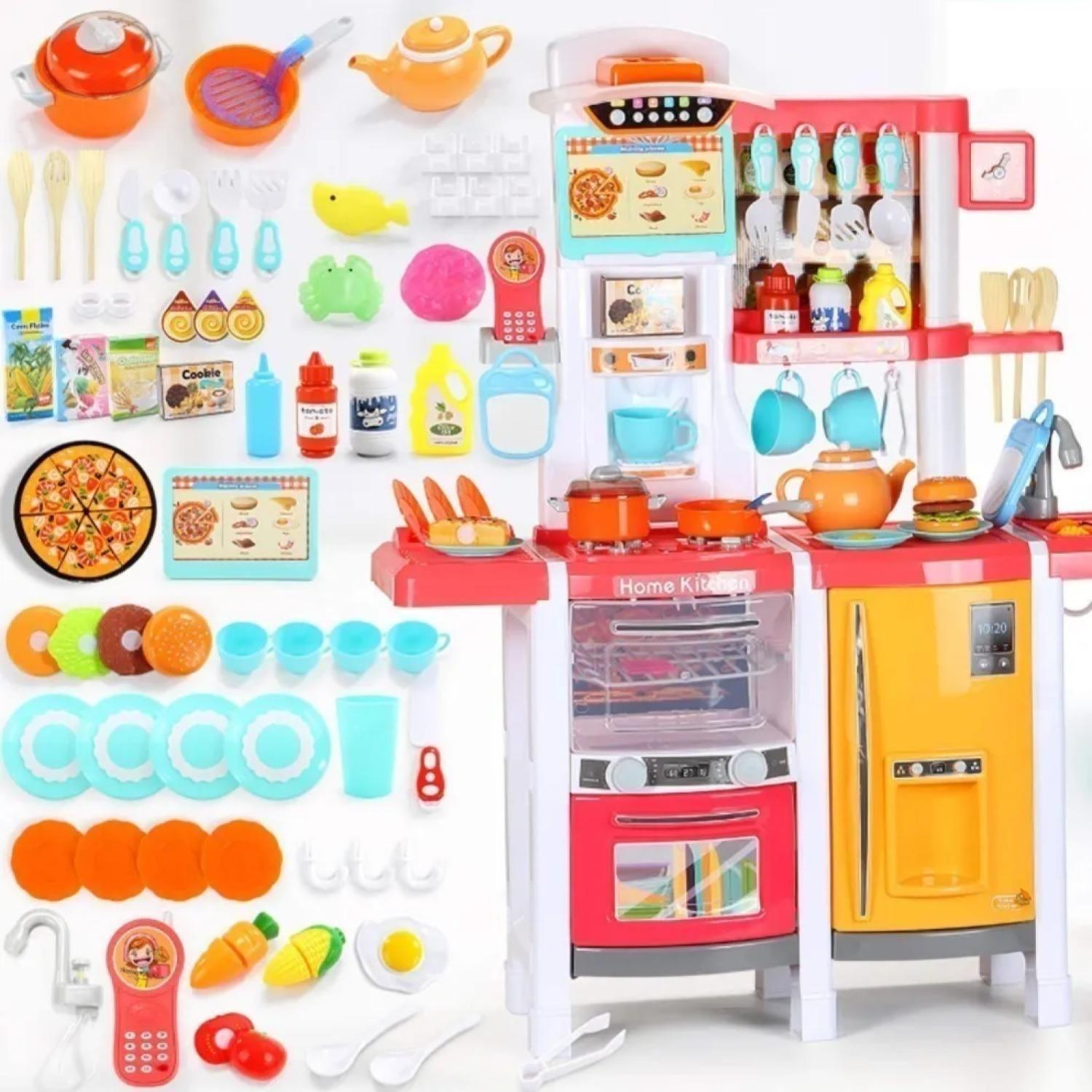 Juguete Set Cocina 65 Piezas Luz Sonido Rosado Infantil 100Cm-3